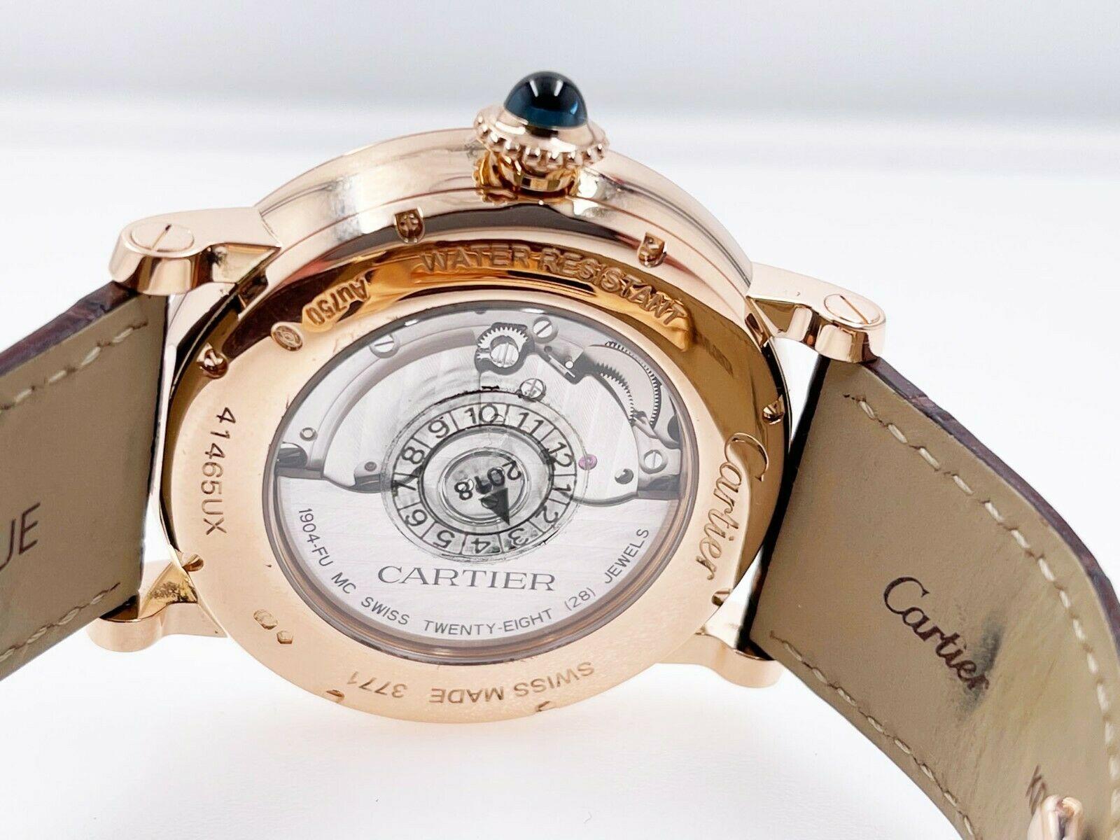 Cartier W1556240 Rotonde Retrograde 3771 18K Rose Gold Watch Box Papers In Excellent Condition For Sale In San Diego, CA