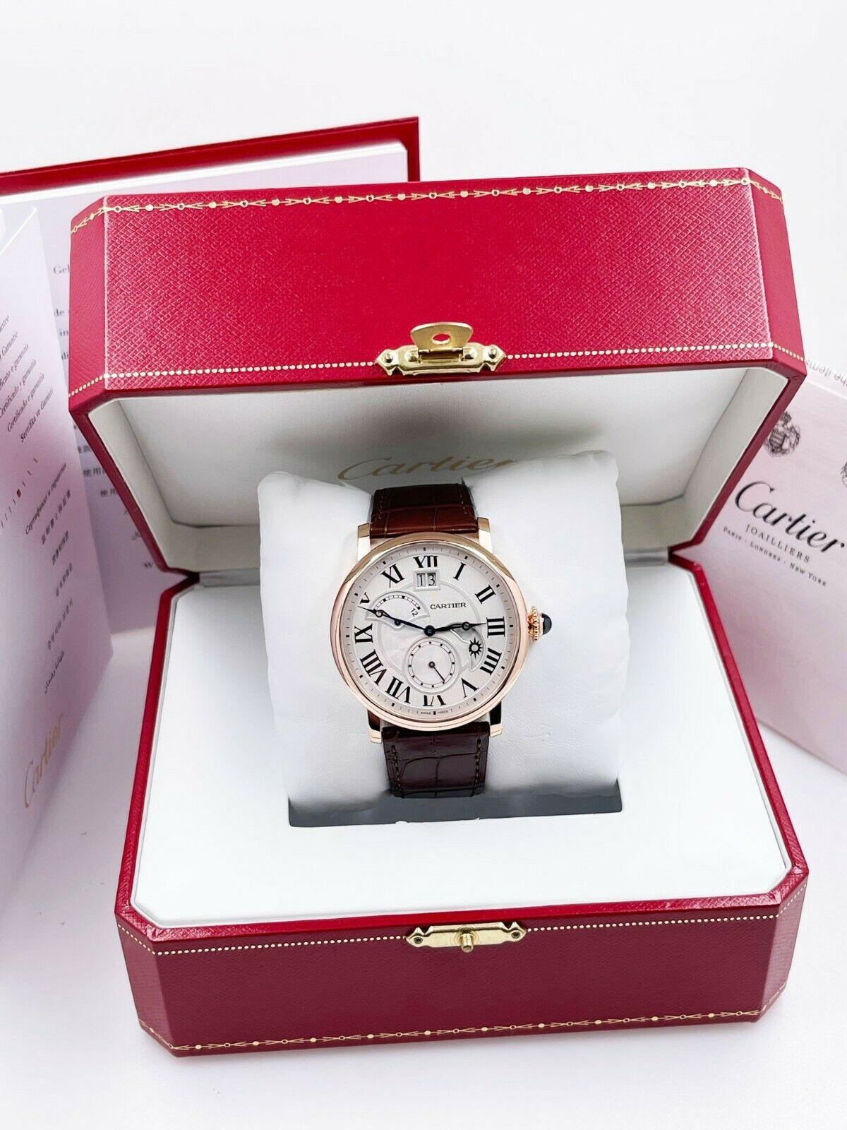 Cartier W1556240 Rotonde Retrograde 3771 18K Rose Gold Watch Box Papers For Sale 3