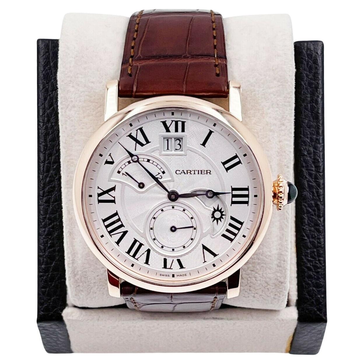 Cartier W1556240 Rotonde Retrograde 3771 18K Rose Gold Watch Box Papers For Sale
