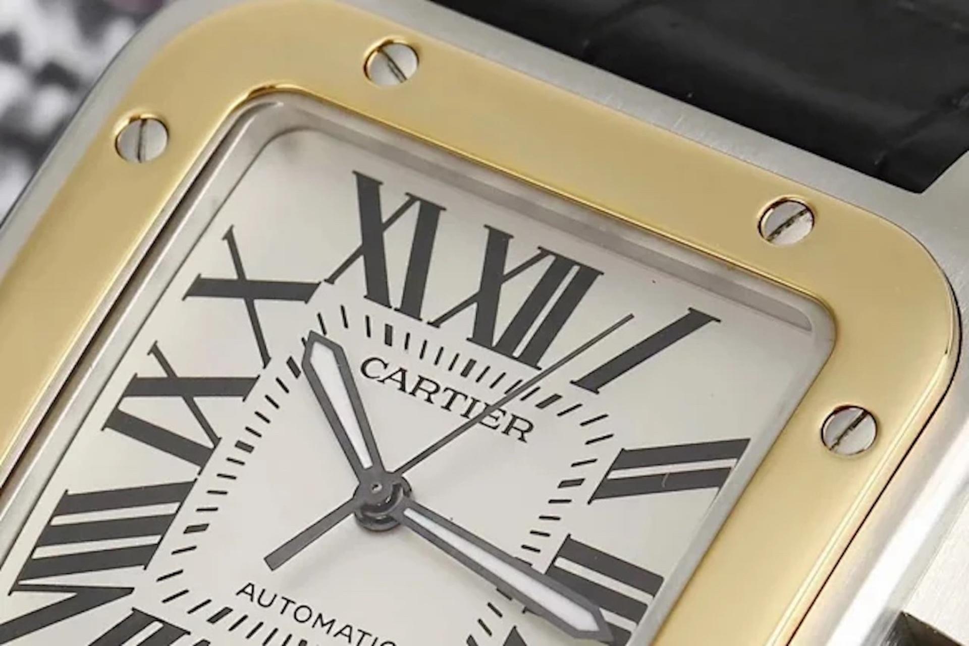 Cartier W20072X7 Santos 100 Gold & Steel XL Year 2010 Automatic Movement 1