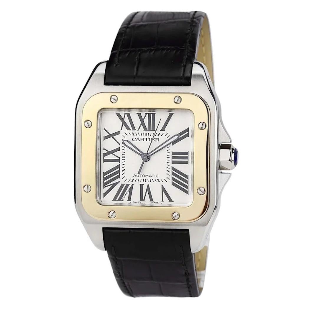 Cartier W20072X7 Santos 100 Gold & Steel XL Year 2010 Automatic Movement