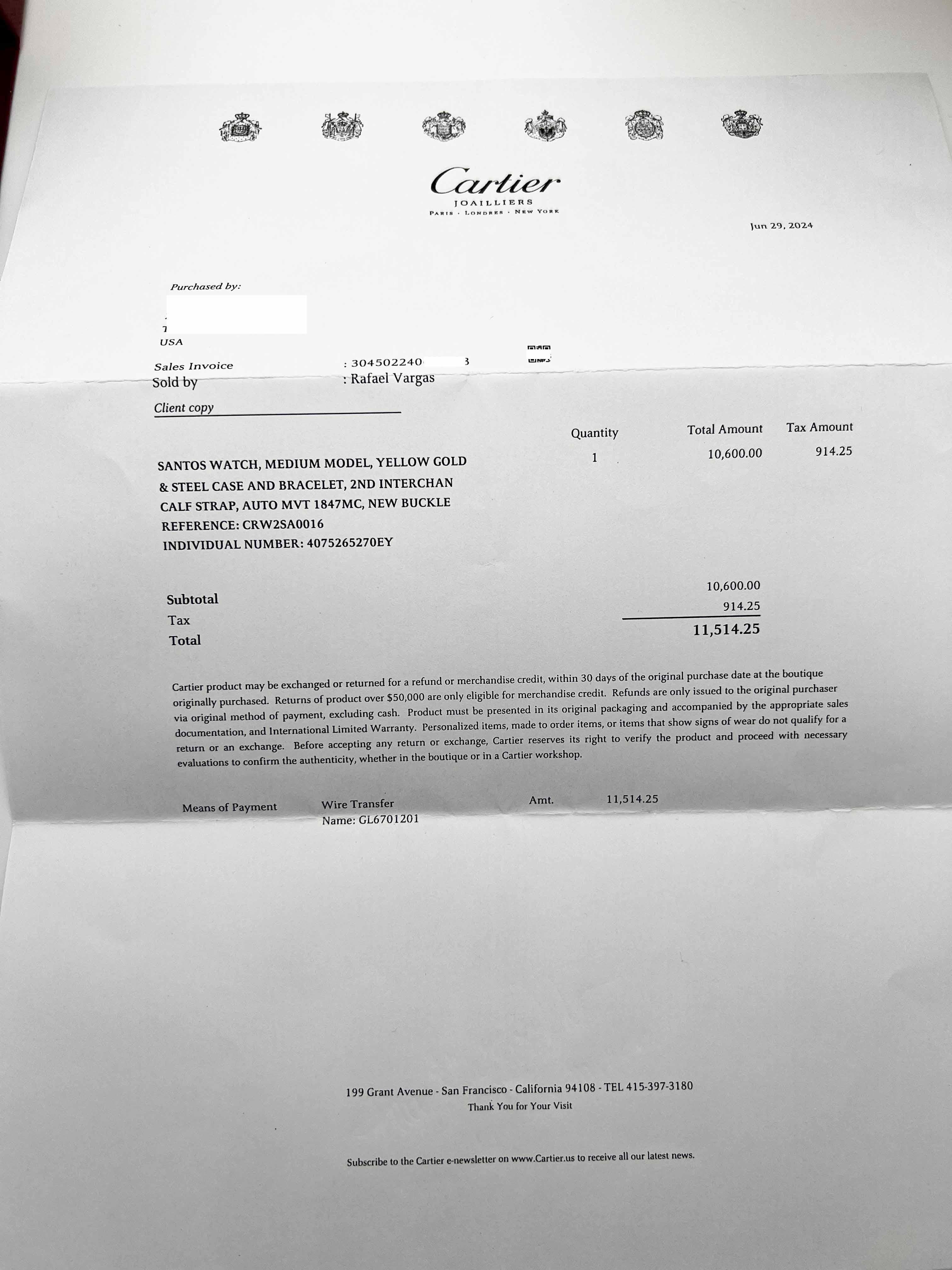 Cartier W2SA0016 4075 35,1 mm Santos de oro amarillo de 18 quilates y papel caja de acero inoxidable 1