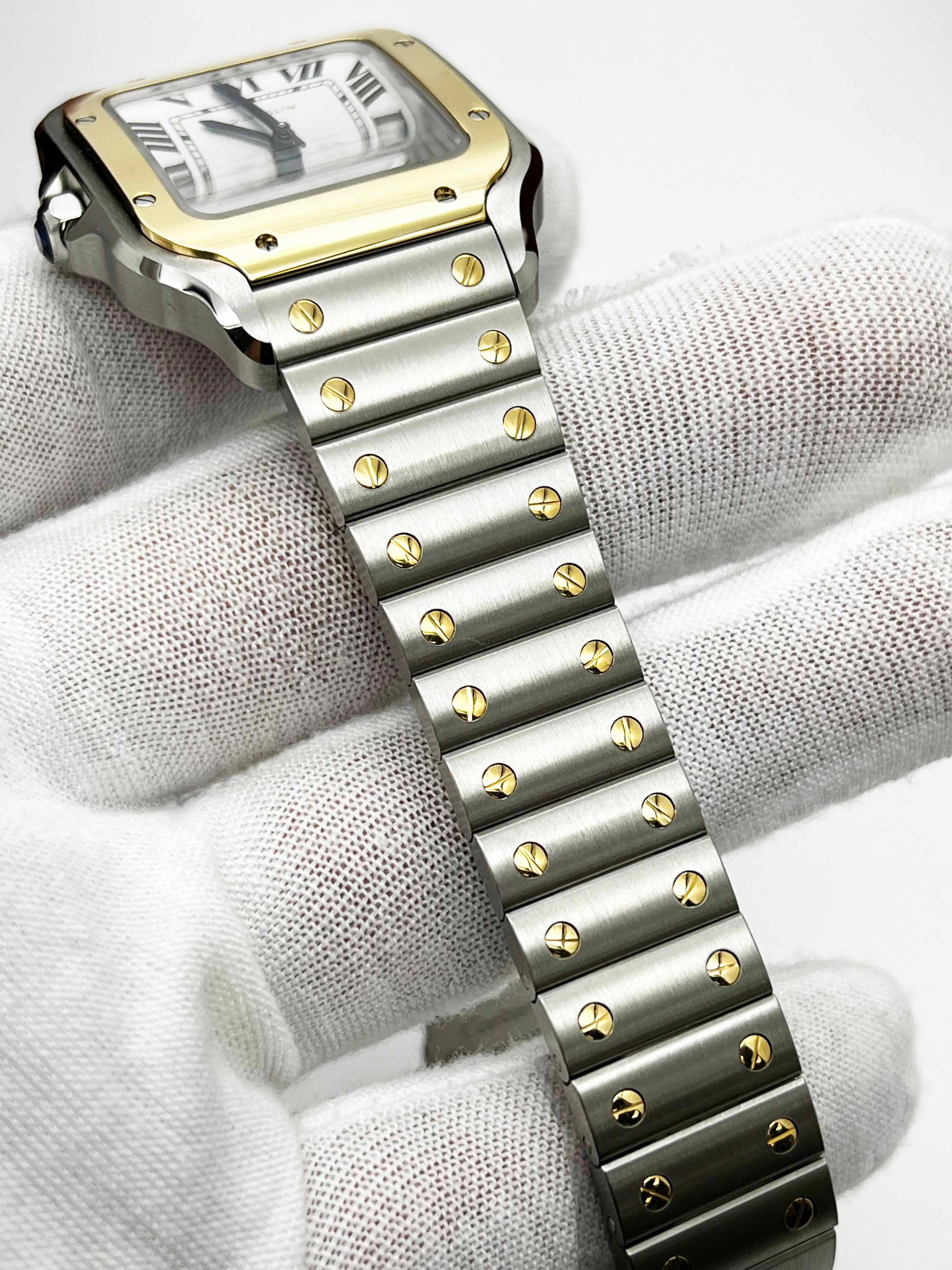 Cartier W2SA0016 4075 35,1 mm Santos de oro amarillo de 18 quilates y papel caja de acero inoxidable 3