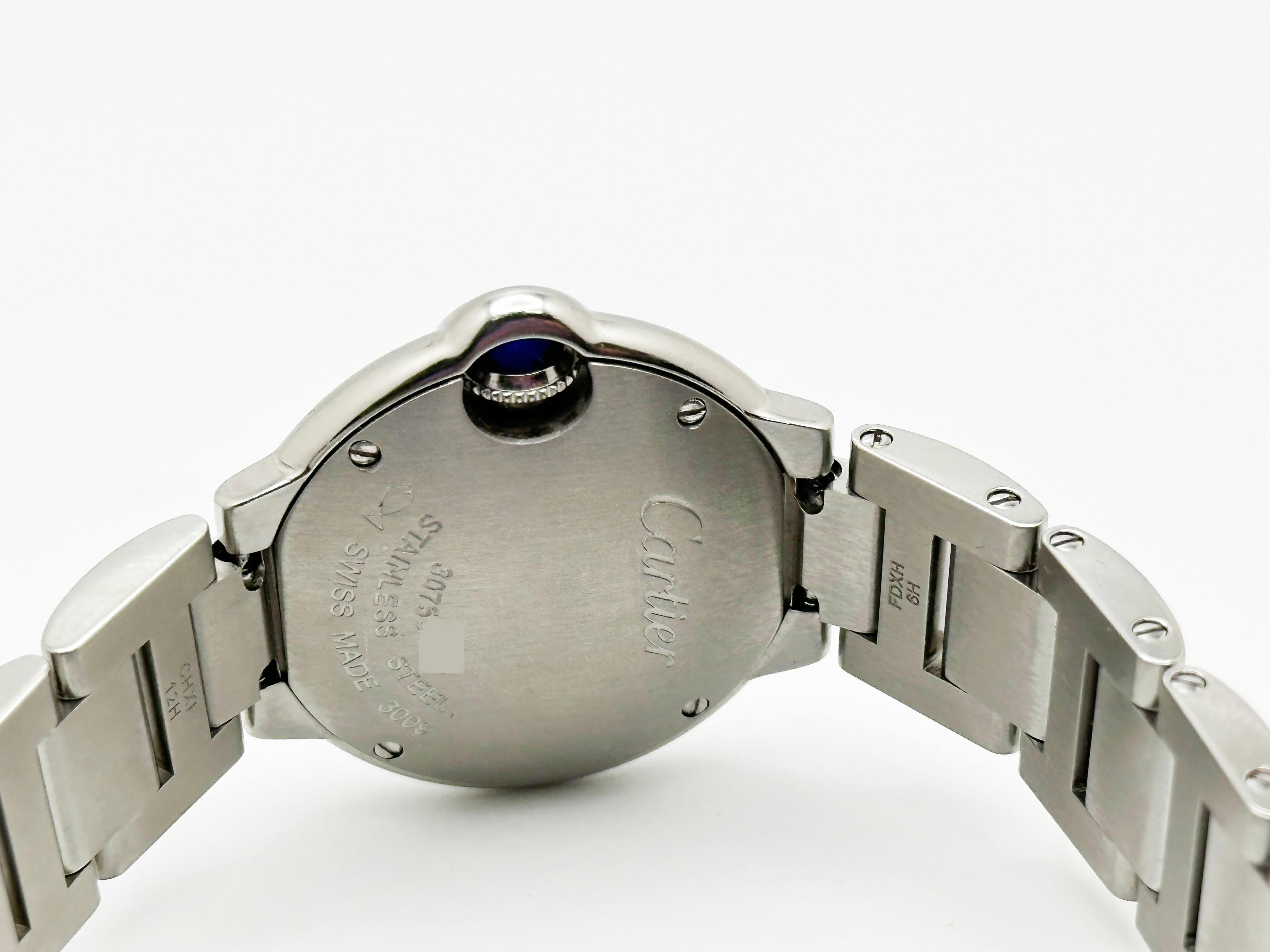 Cartier W4BB0015 3009 Damen 28mm Ballon Bleu Diamant Lünette Edelstahl Schachtel Papier 5
