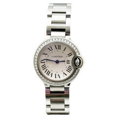 Cartier W4BB0015 3009 Damen 28mm Ballon Bleu Diamant Lünette Edelstahl Schachtel Papier