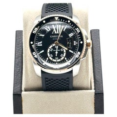 Cartier W7100055 Ref 3729 Calibre Diver 18K Rose Gold Stainless Box Receipt