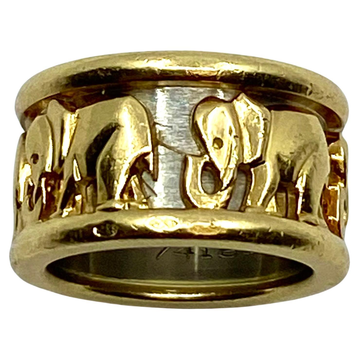Cartier Walking Elephant Gold Band Ring For Sale 1