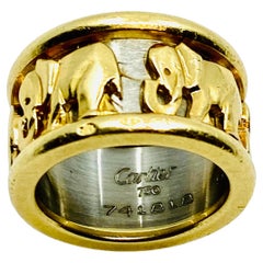 Retro Cartier Walking Elephant Gold Band Ring