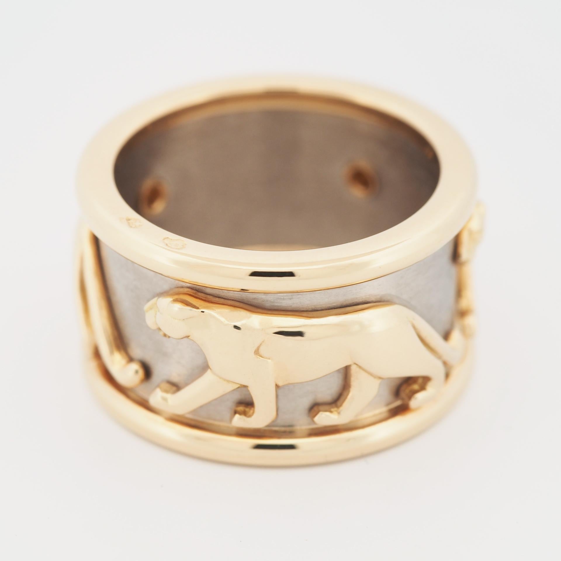 Cartier, bague Mahango panthère de marche WG /  YG 52 Unisexe en vente