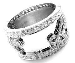 Cartier Walking Panther Panthere Diamond White Gold Band Ring