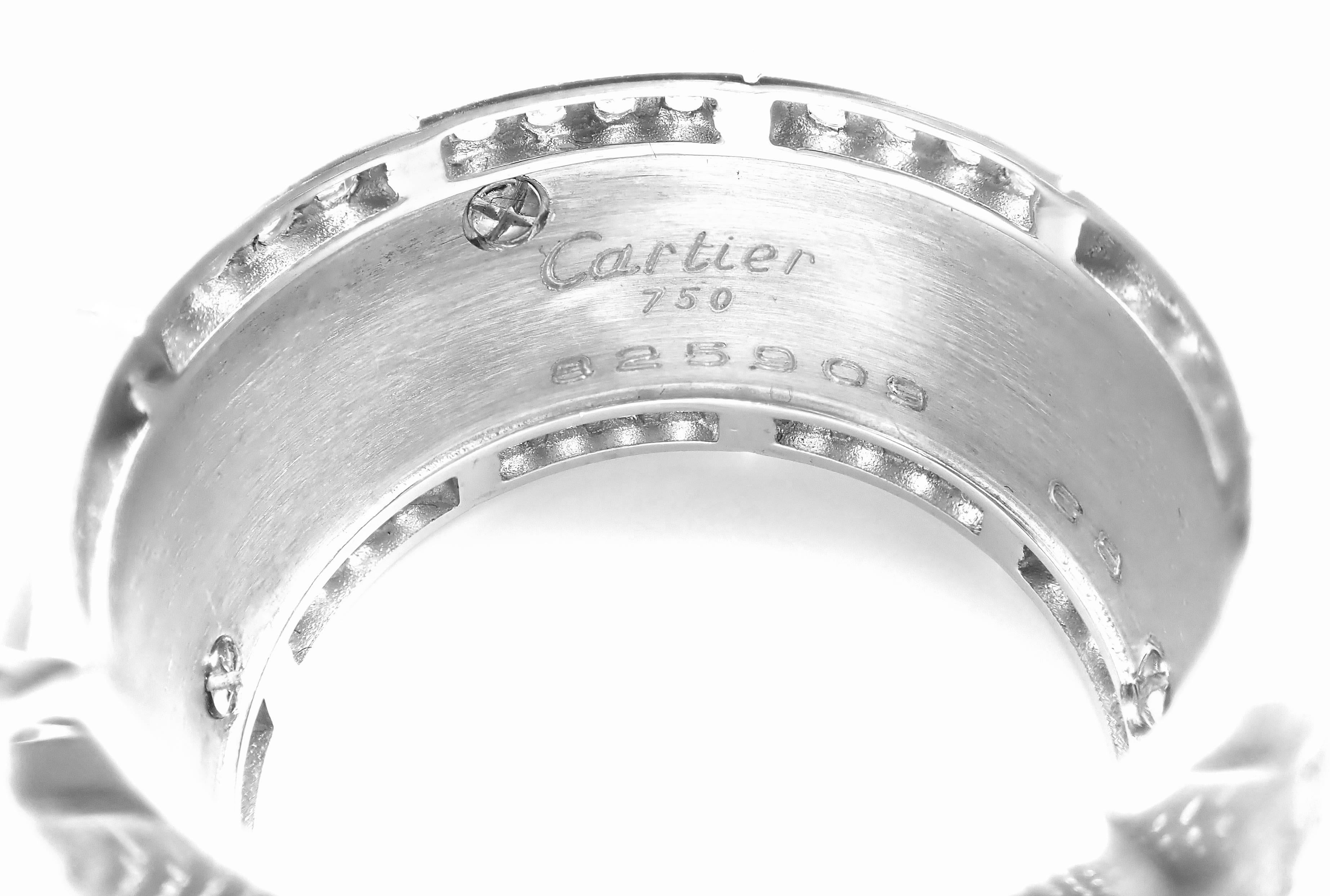 Cartier Walking Panther Panthere Diamond White Gold Band Ring 3
