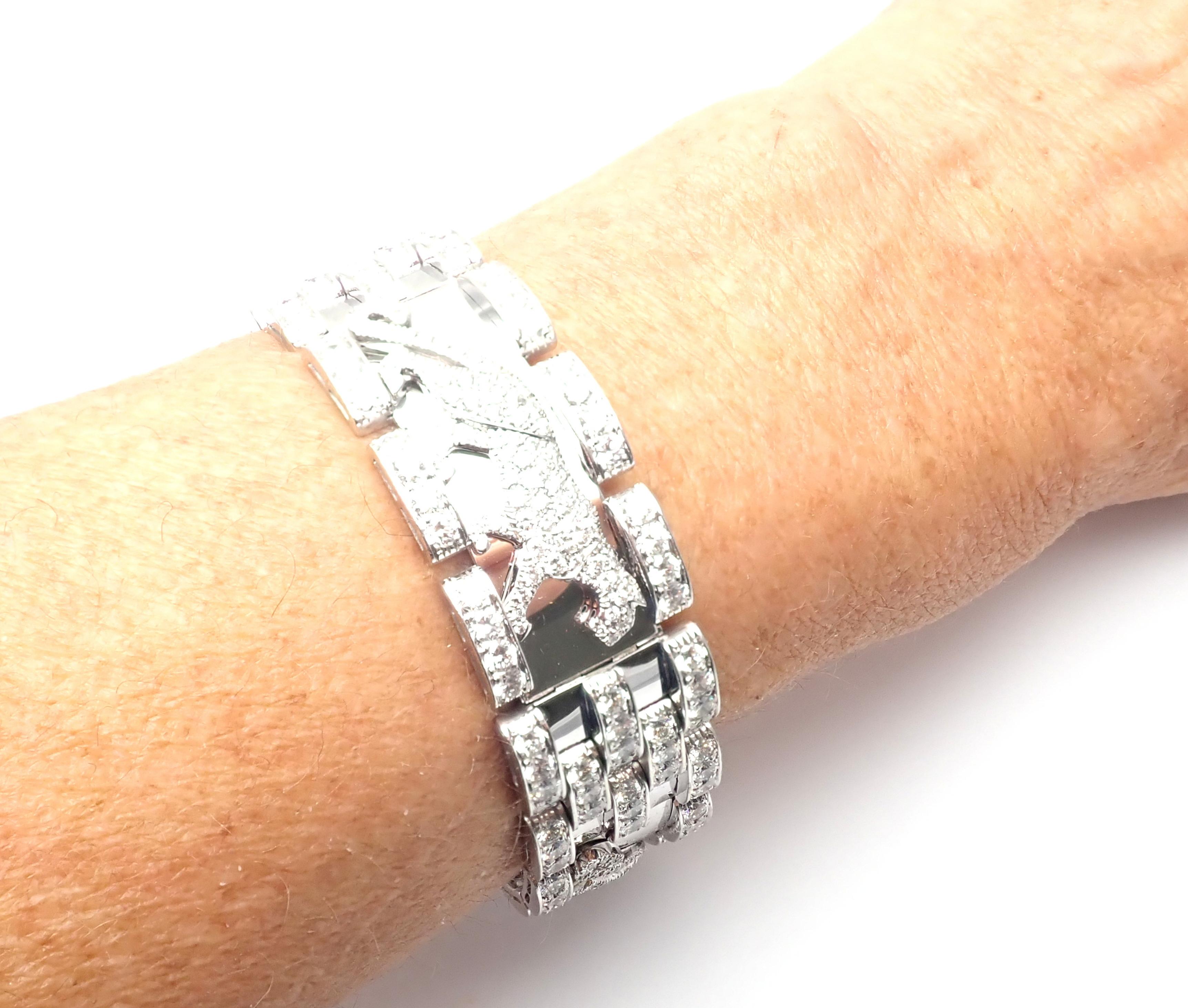 Cartier Walking Panther Panthere Diamond White Gold Bracelet 7