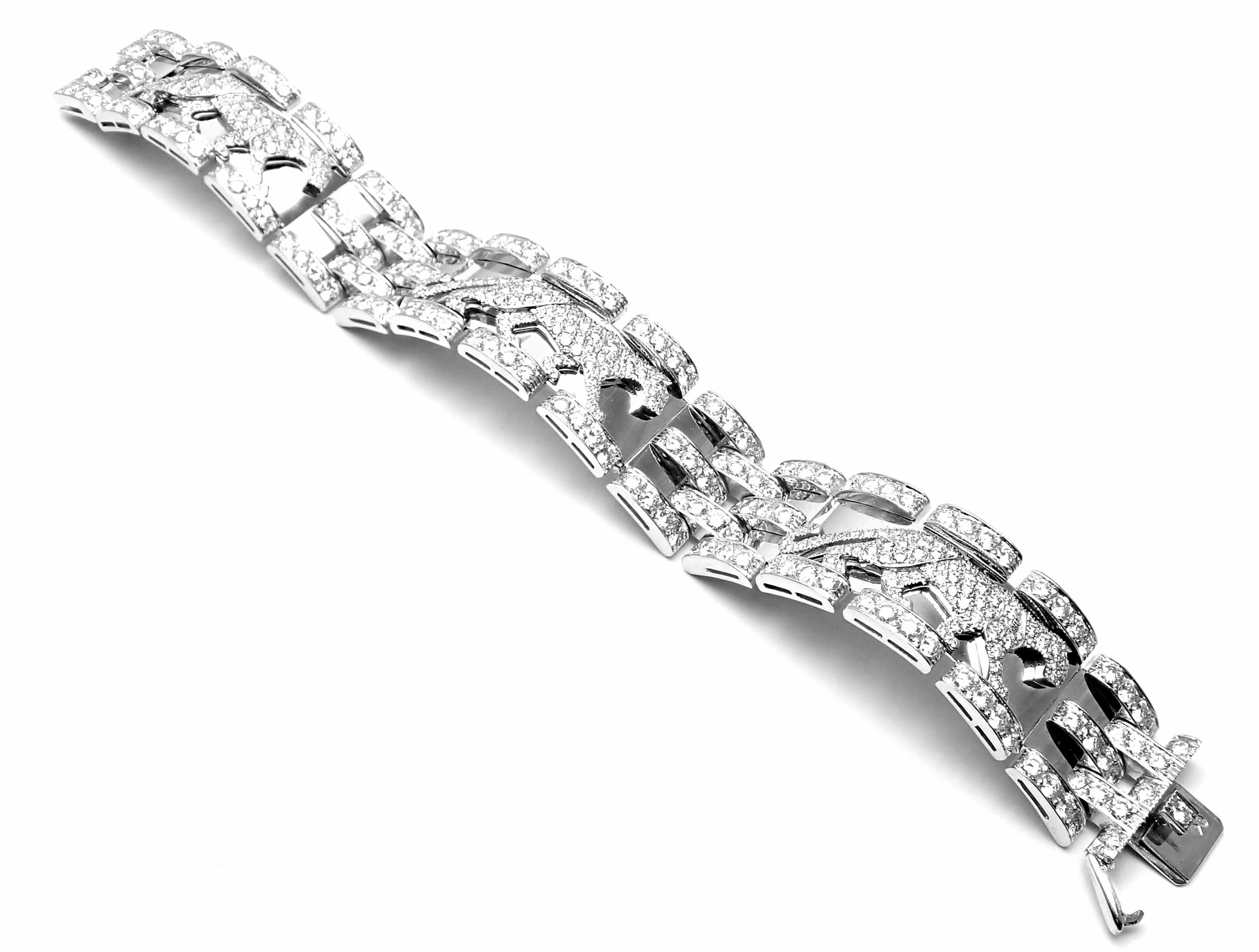 Cartier Walking Panther Panthere Diamond White Gold Bracelet 3