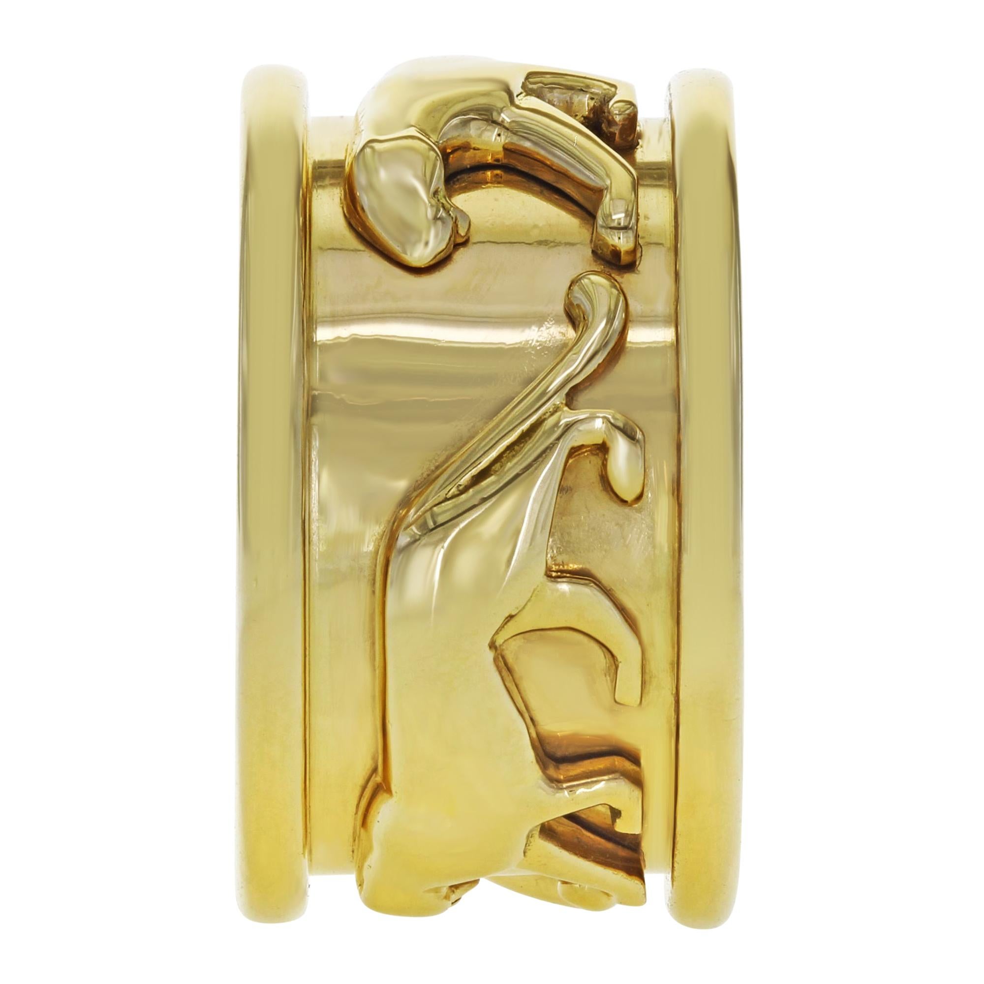 Cartier Walking Panther Yellow Gold Ring 12g In Excellent Condition In New York, NY