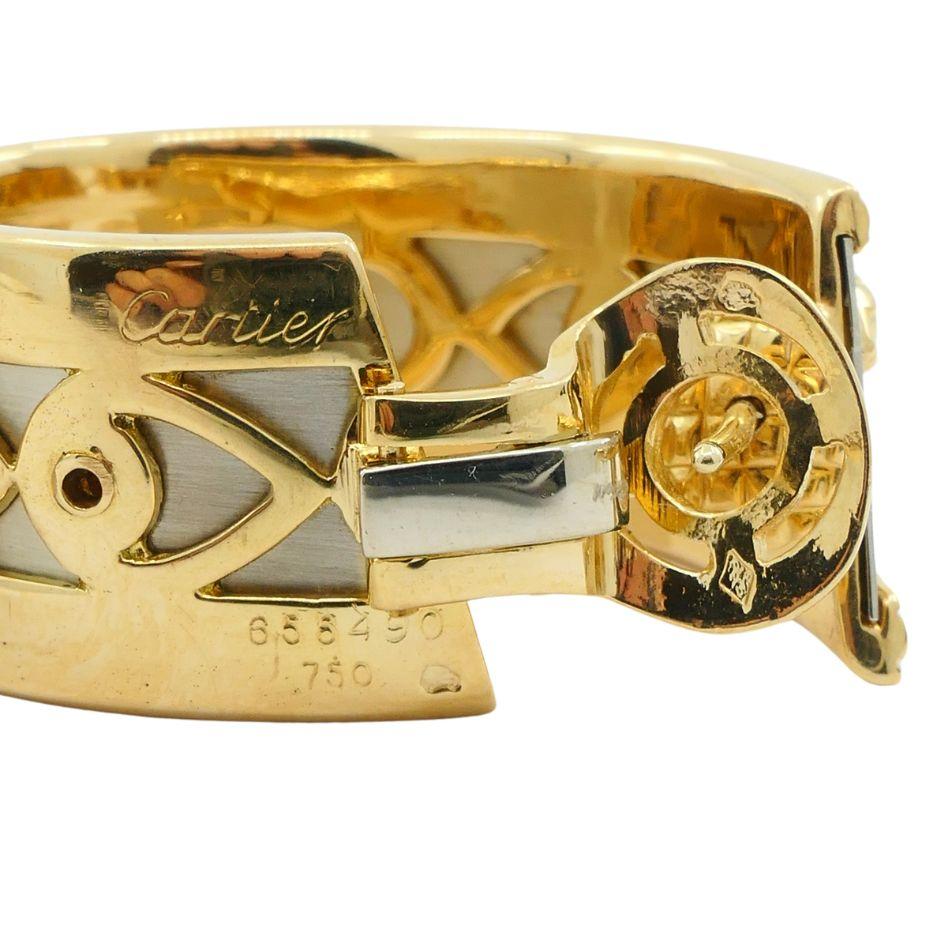 Orecchini a cerchio Cartier Walking Panthere in oro bianco e giallo 18 ct. in vendita 8