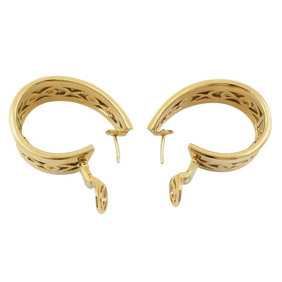 Orecchini a cerchio Cartier Walking Panthere in oro bianco e giallo 18 ct. in vendita 5