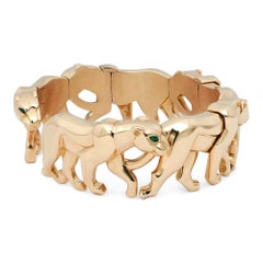 Cartier Walking Pantheres Nakoura Cuff Bracelet 18K Yellow Gold