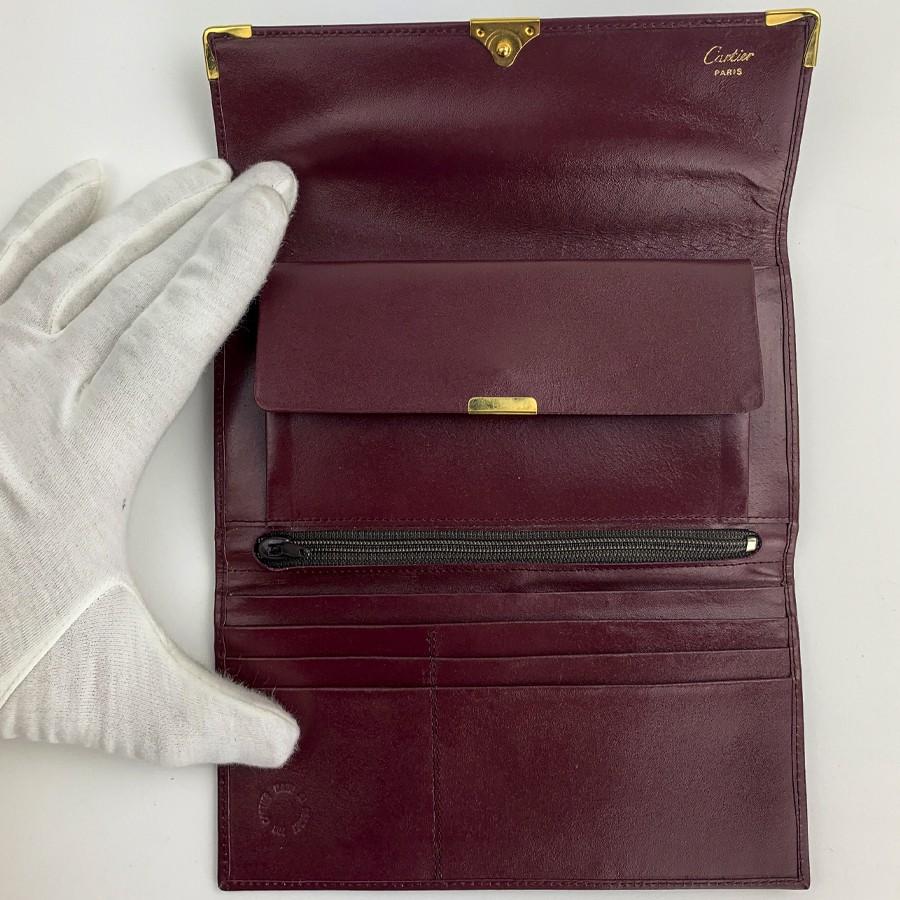 CARTIER  Wallet in Burgundy Leather In Good Condition In Paris, FR