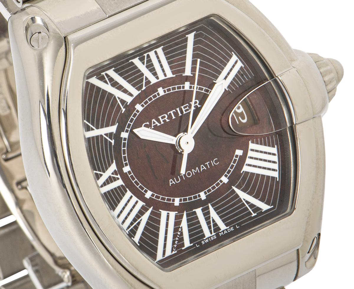Cartier Walnut Roadster XL Wood Dial Limited Edition W6206000 In Excellent Condition In London, GB