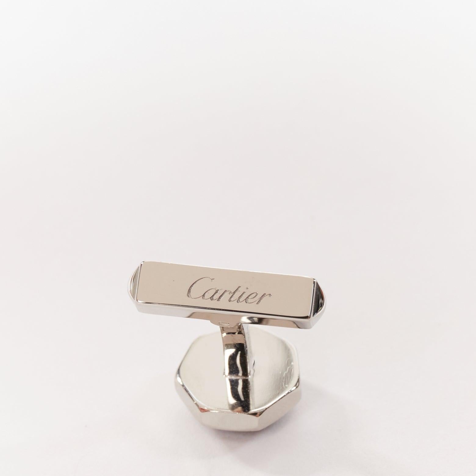 Women's or Men's CARTIER Watch Crown Decor 925 sterling silver blue stone cufflinks For Sale
