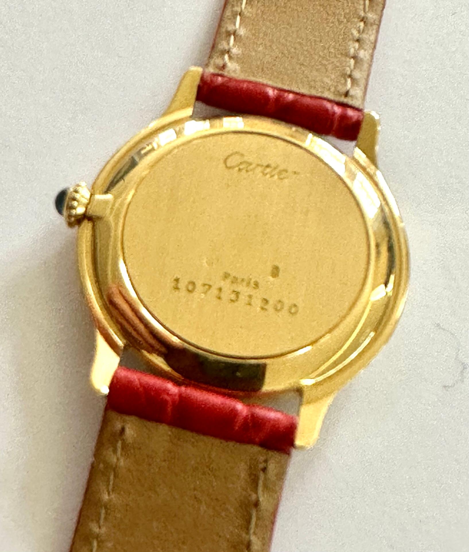 Cartier Watch, Model, Ronde, Large Model, Paris Dial circa 1980, Handwinding In Good Condition In Heerlen, NL