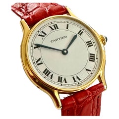 Montre Cartier, modèle rond, grand modèle, cadran Paris, à remontage manuel, circa 1980