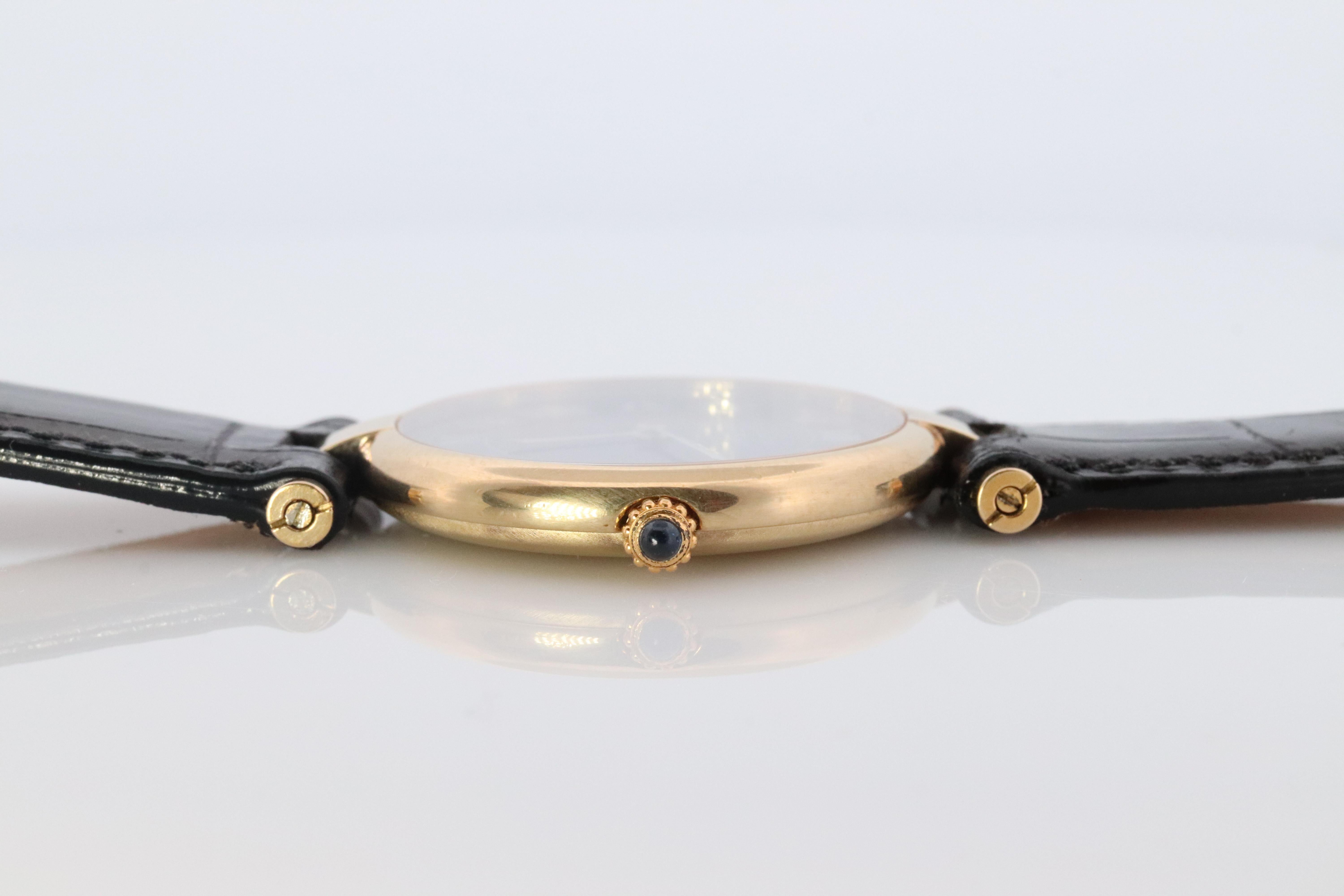 Women's Cartier Watch. Must de Cartier BLACK Vendome Round Argent Vermeil 30mm Dial.