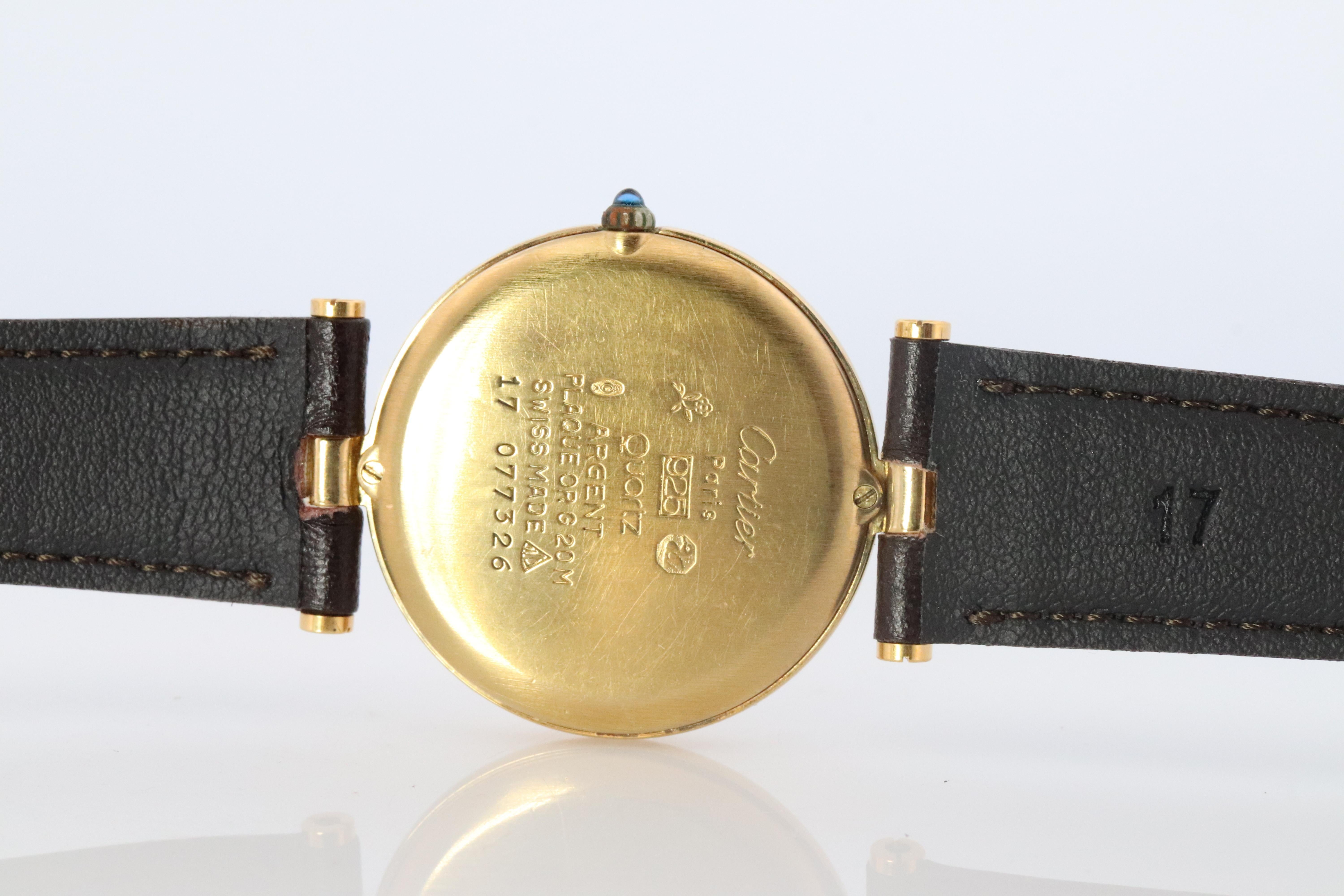 Orologio Cartier. Must de Cartier Quadrante Champagne Vendome Rotondo Argental Vermeil 30mm. In condizioni buone in vendita a Port Charlotte, FL