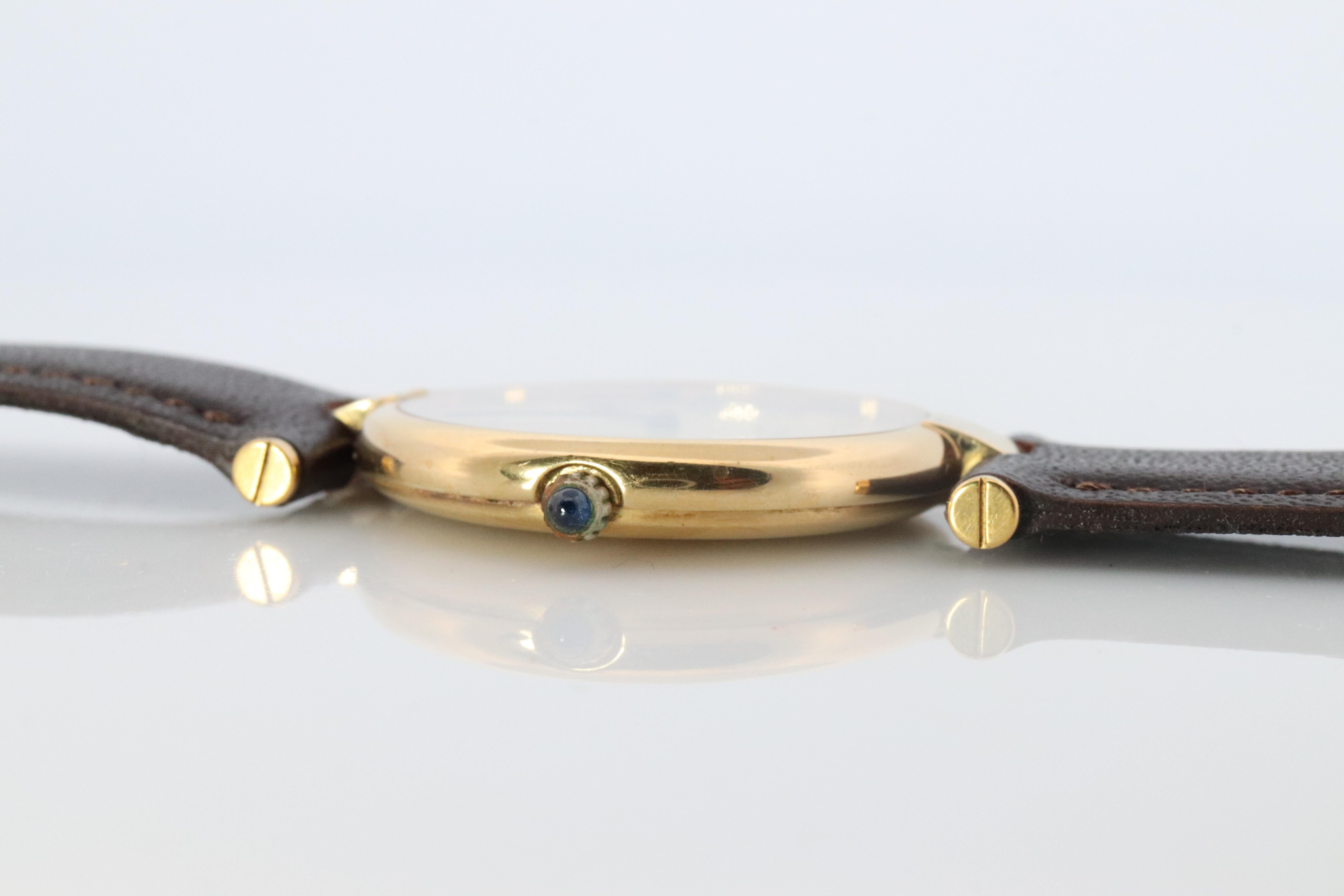 Orologio Cartier. Must de Cartier Quadrante Champagne Vendome Rotondo Argental Vermeil 30mm. in vendita 1