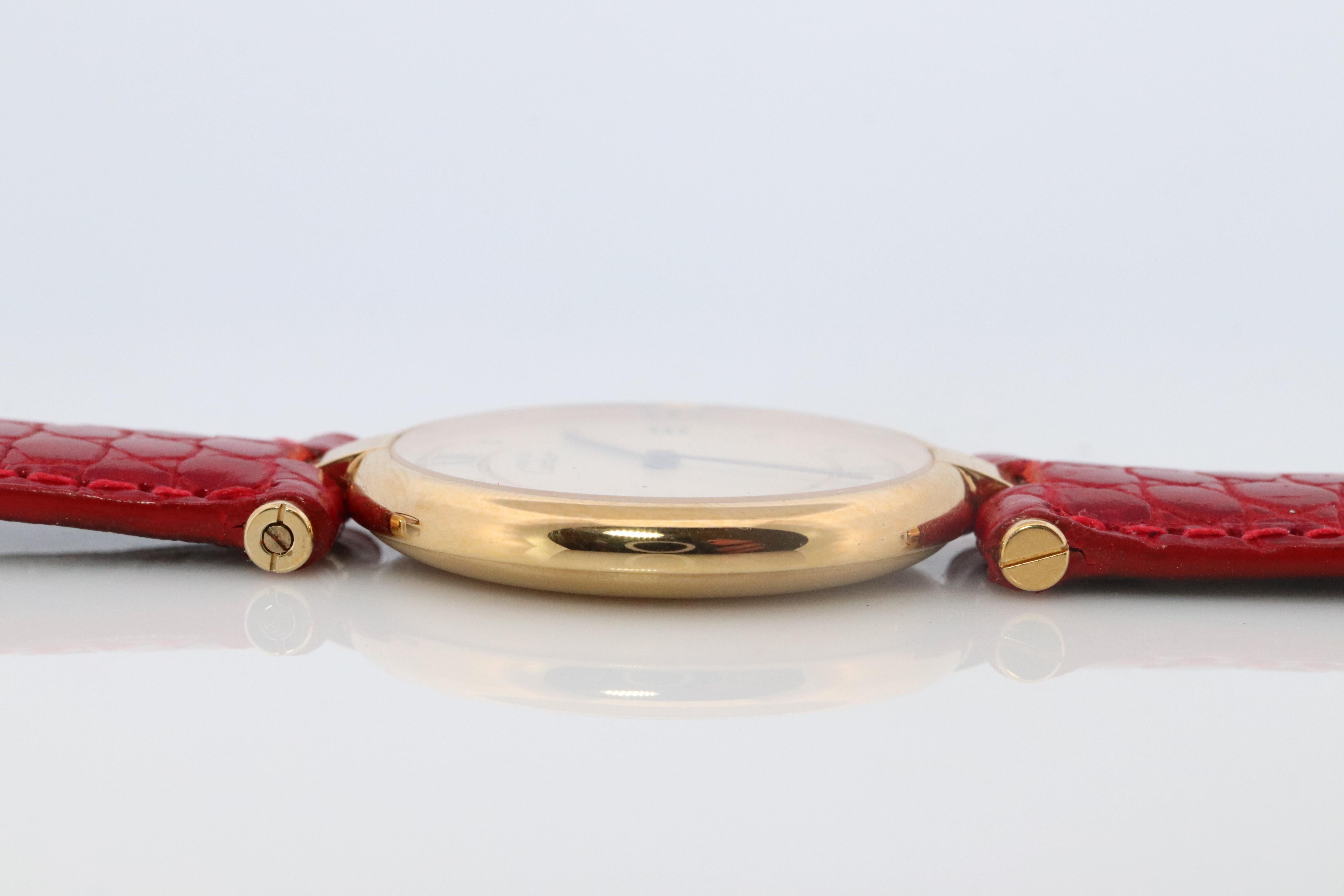 Modern Cartier Watch. Must de Cartier Cream Dial Vendome Round Argent Vermeil 30mm. For Sale
