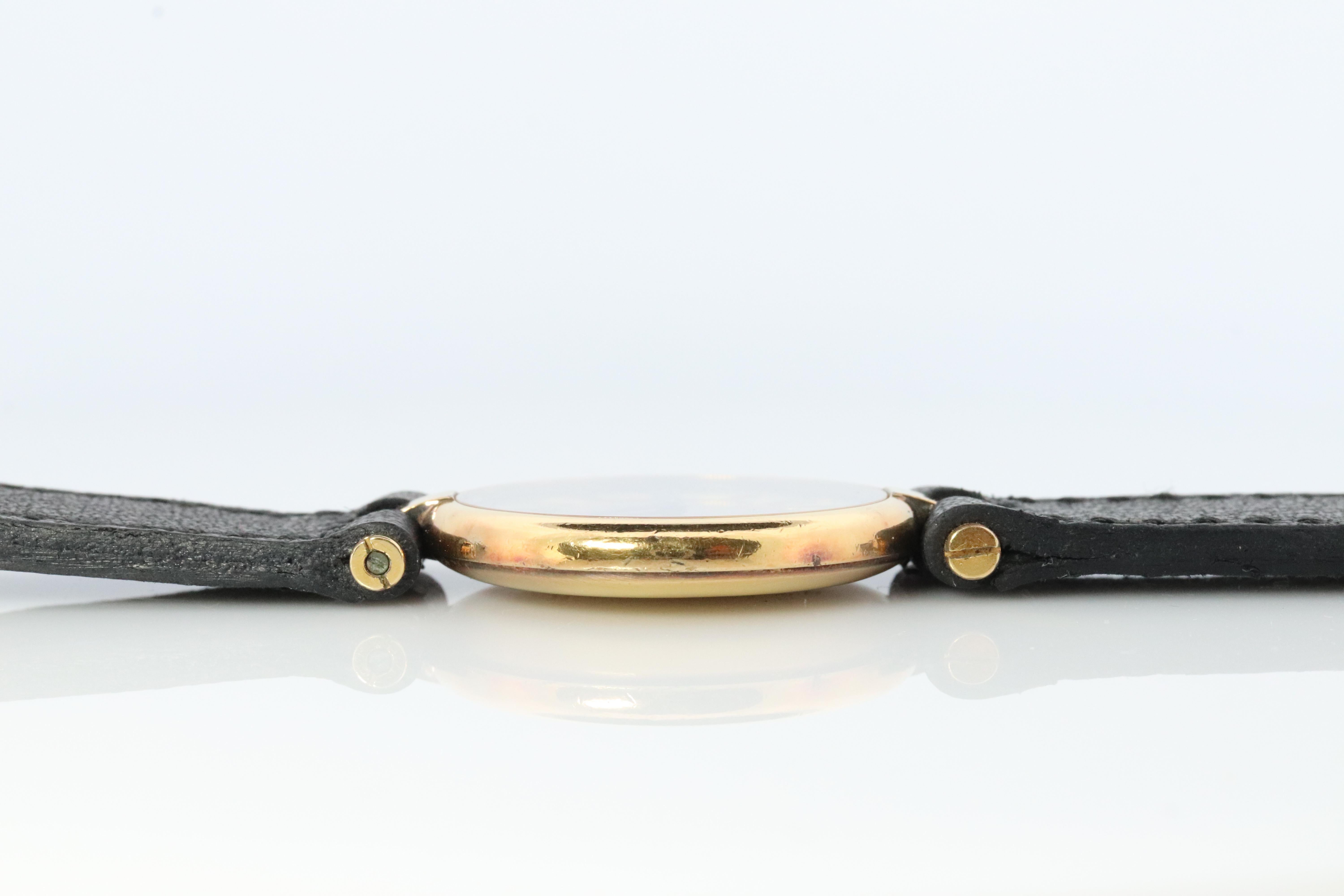 Cartier Watch. Must de Cartier LARGE Vendome Round Argent Vermeil 30mm Dial. In Good Condition In Port Charlotte, FL