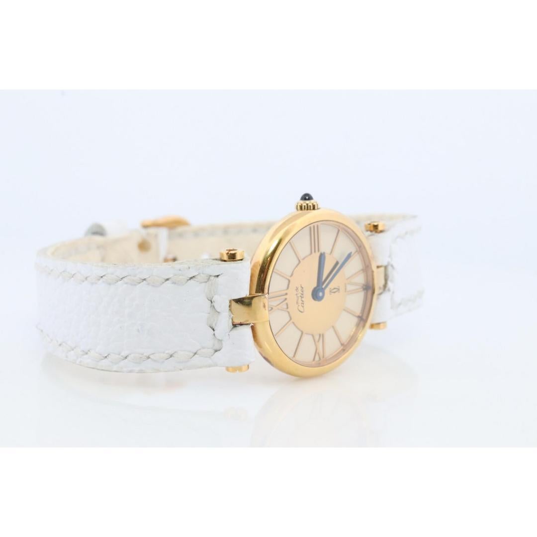 Cartier Uhr. Must De Cartier Vendome Rundes Argent Vermeil 24 mm Zifferblatt. Damen