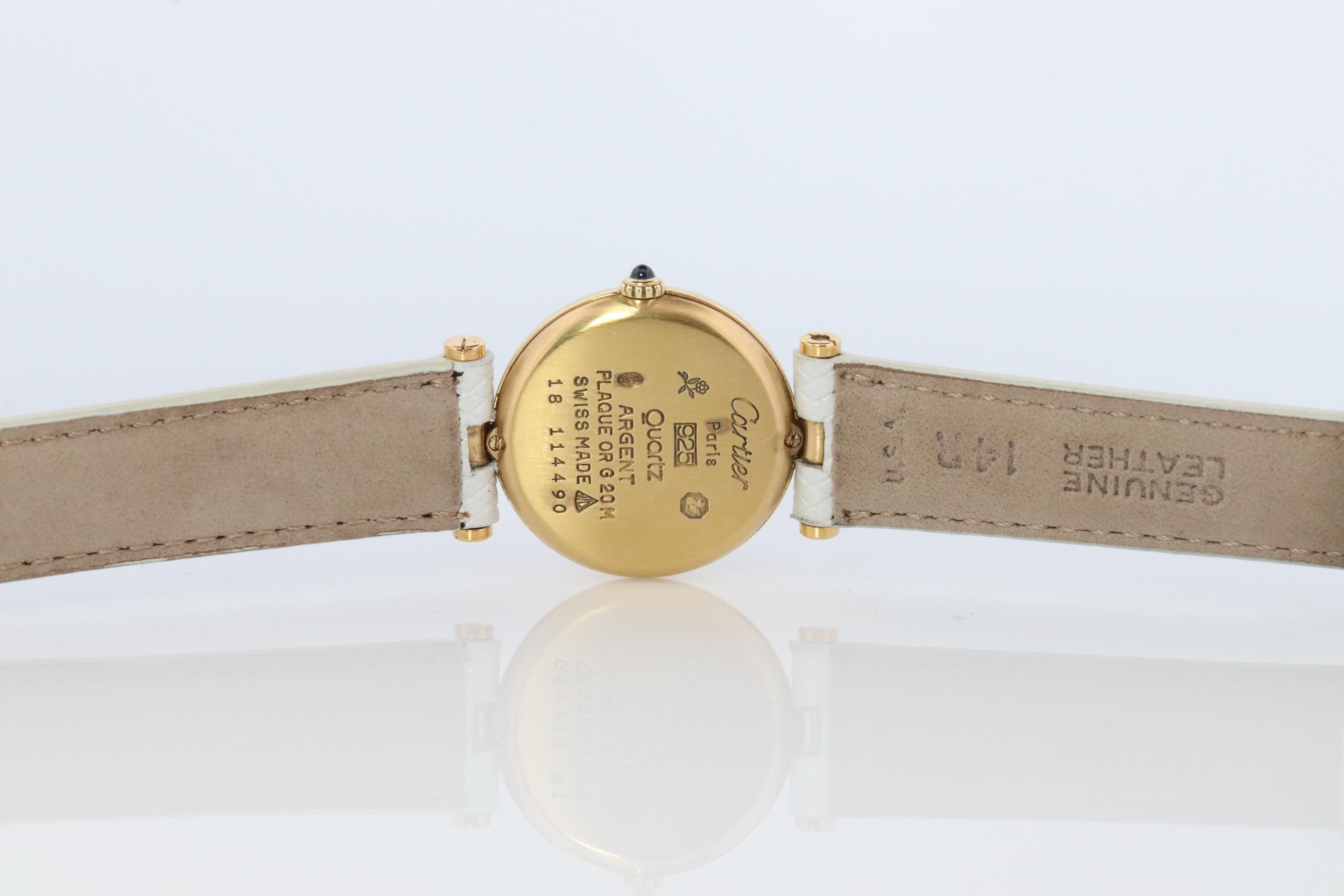 Cartier Uhr. Must de Cartier Vendome Rundes Argent Vermeil 24-mm-Zifferblatt. 2