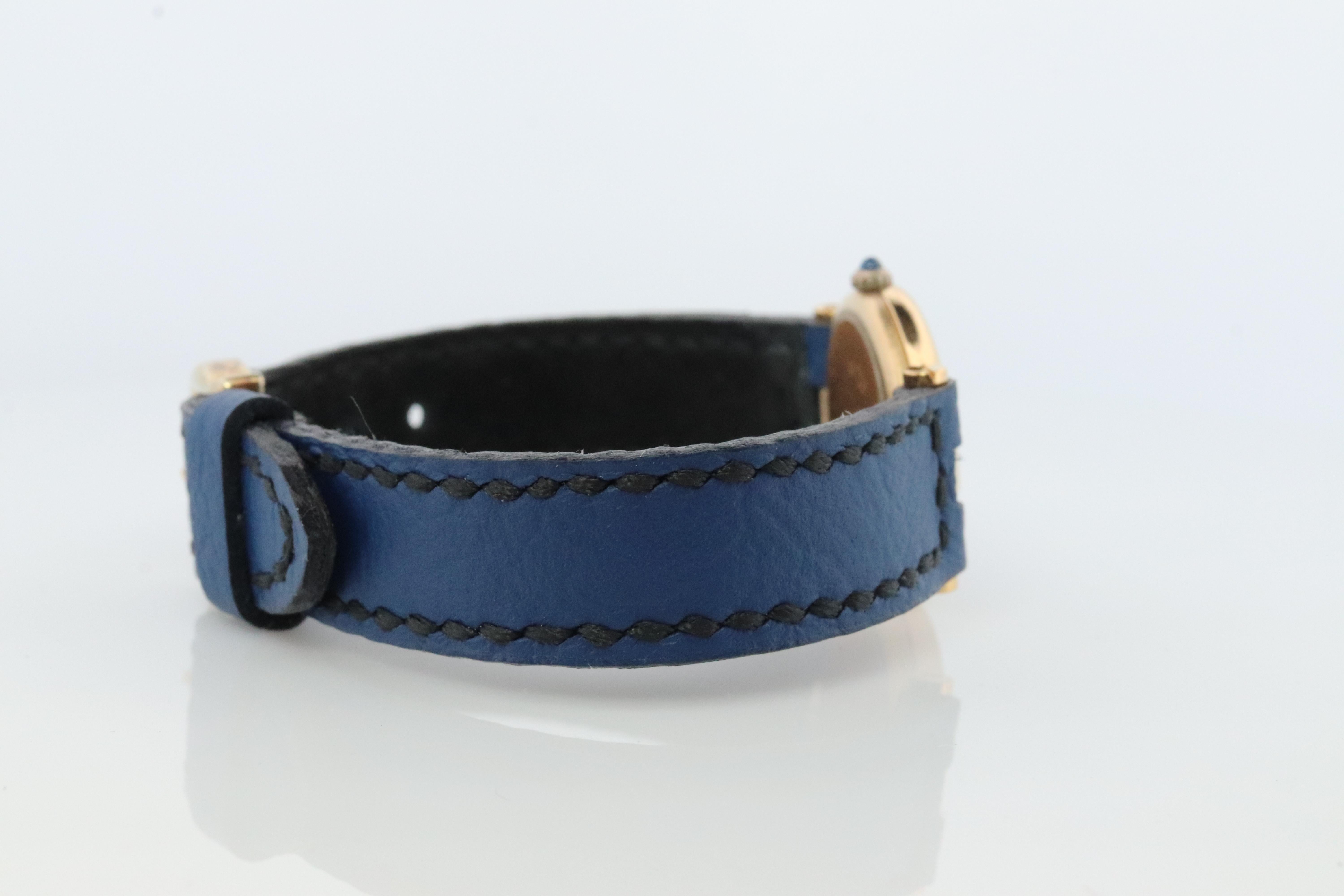 Cartier Uhr. Must de Cartier Vendome Rundes Argent Vermeil Blaues Nachthimmel-Zifferblatt. 1