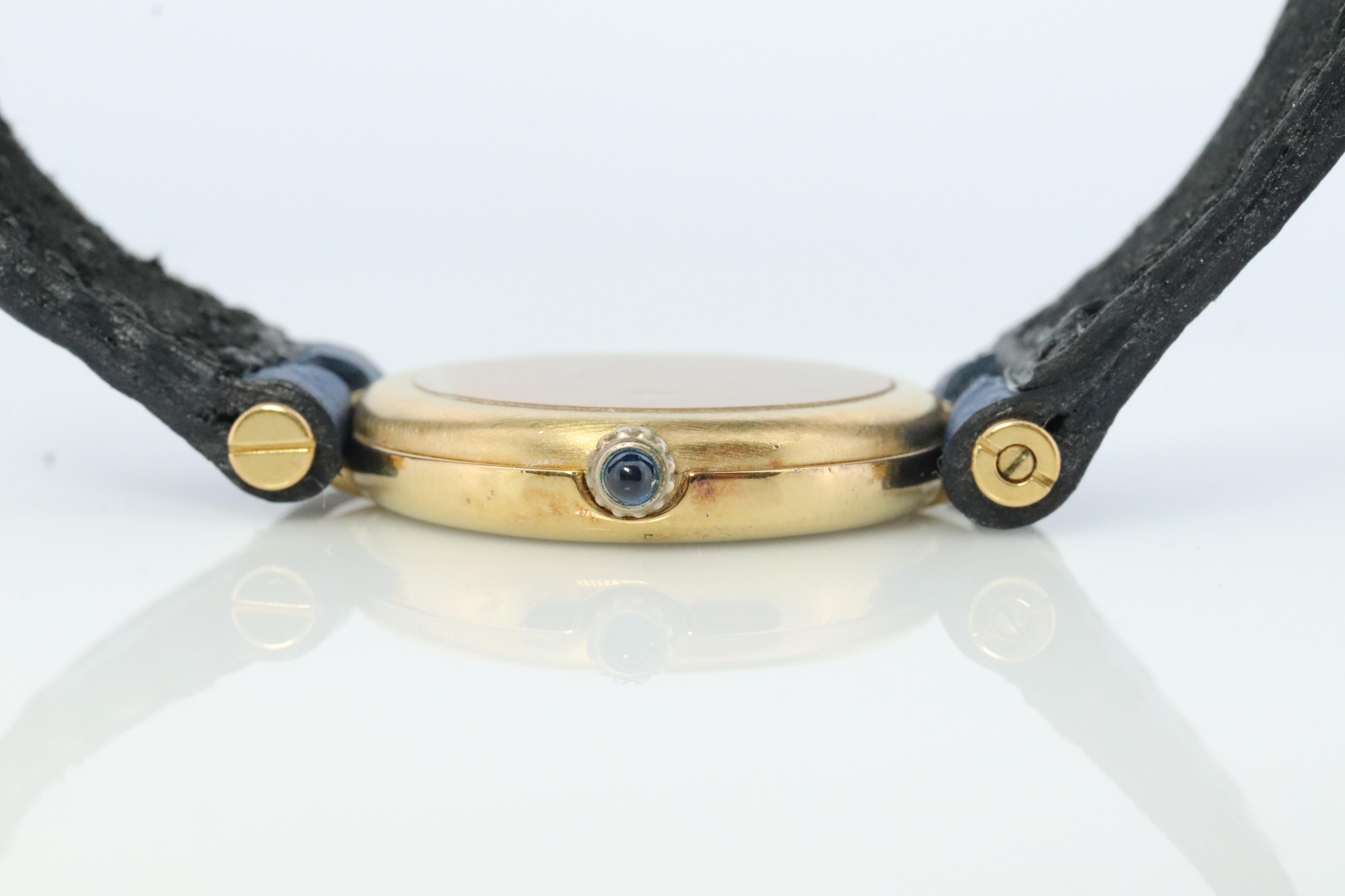 Cartier Uhr. Must de Cartier Vendome Rundes Argent Vermeil Blaues Nachthimmel-Zifferblatt. 2