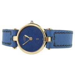 Cartier Watch. Must de Cartier Vendome Round Argent Vermeil Blue Night sky Dial.