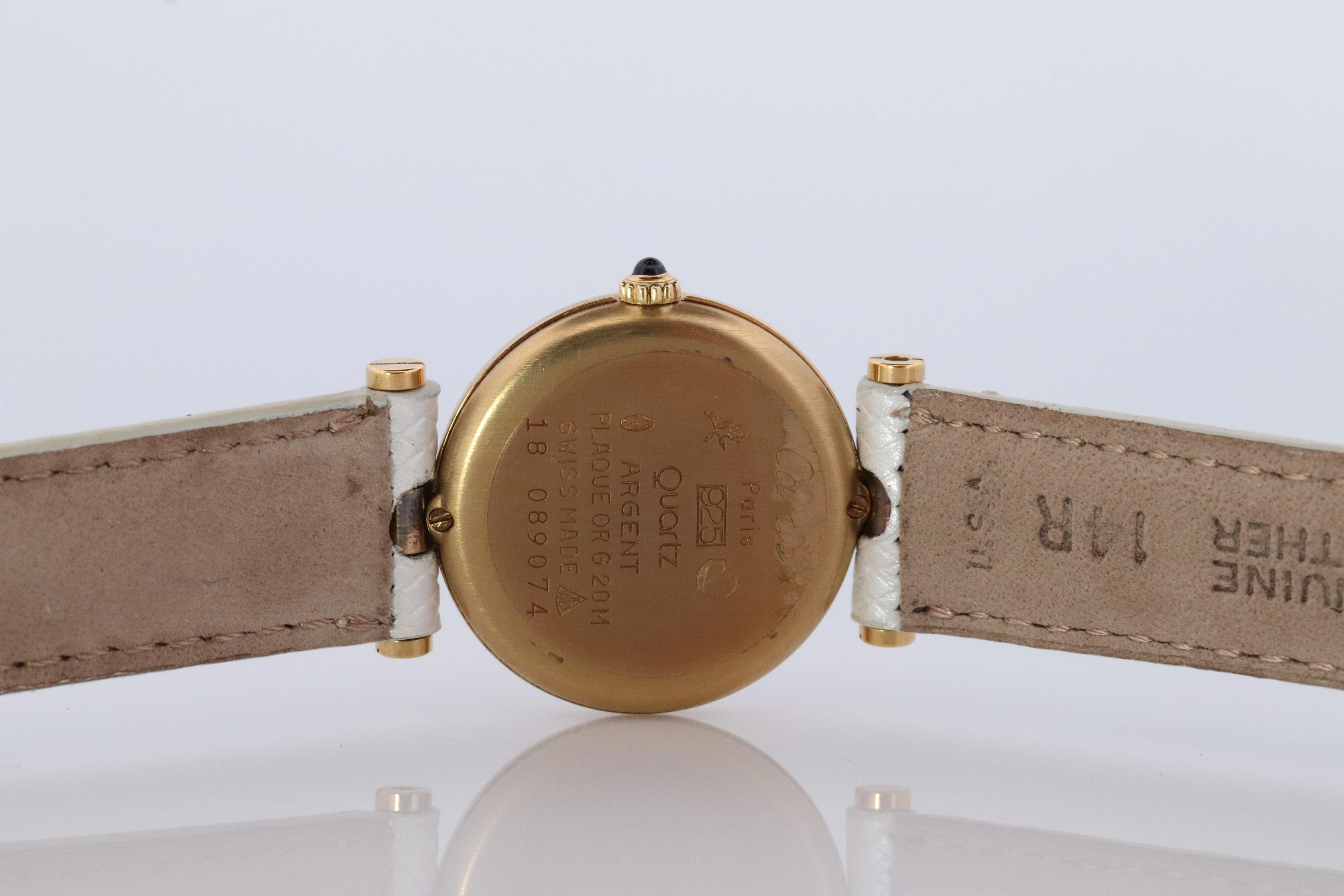 Women's Cartier Watch Must de Cartier Vendome Round Argent Vermeil Trinity Tricolor Face For Sale