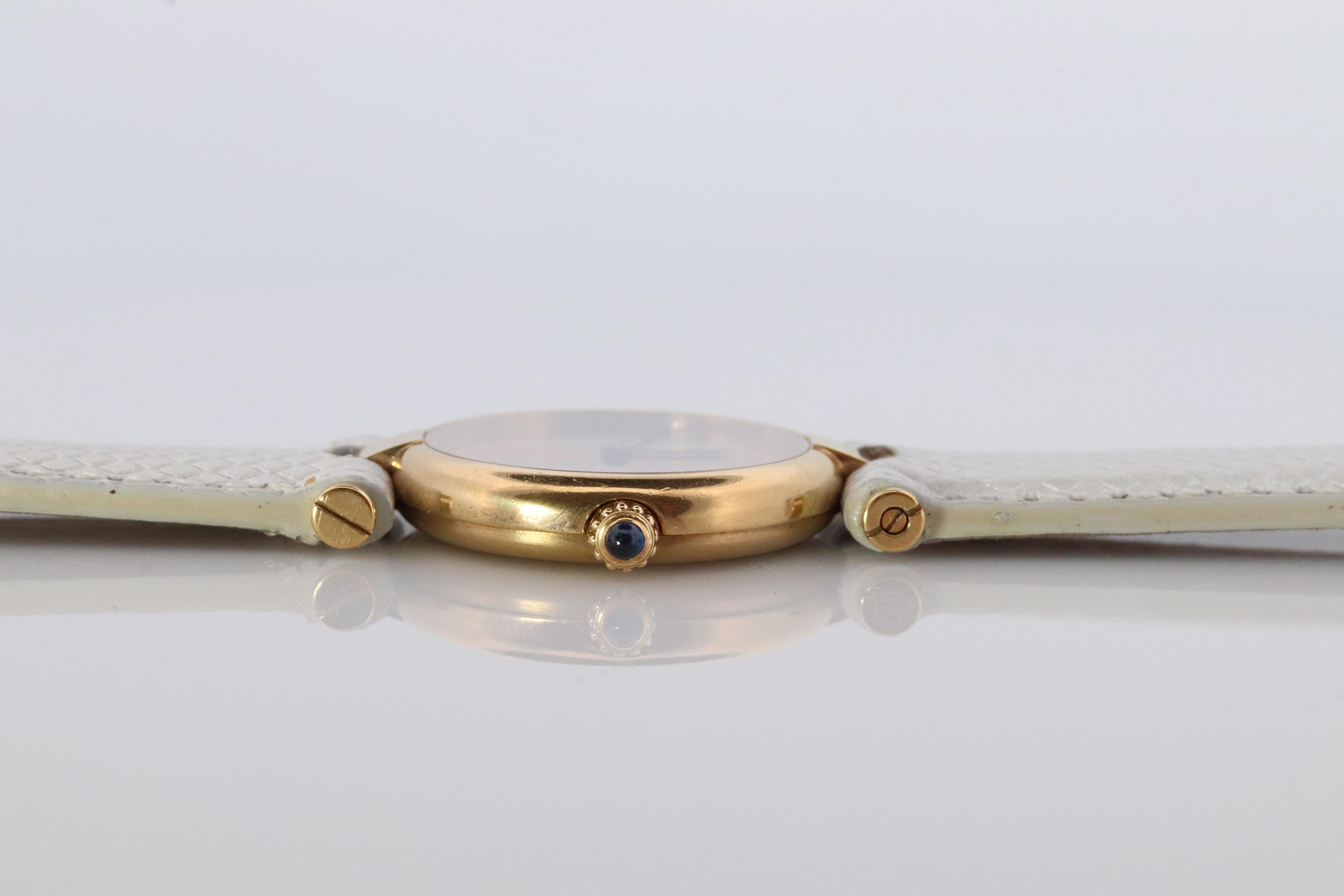 Cartier Watch Must de Cartier Vendome Round Argent Vermeil Trinity Tricolor Face For Sale 2