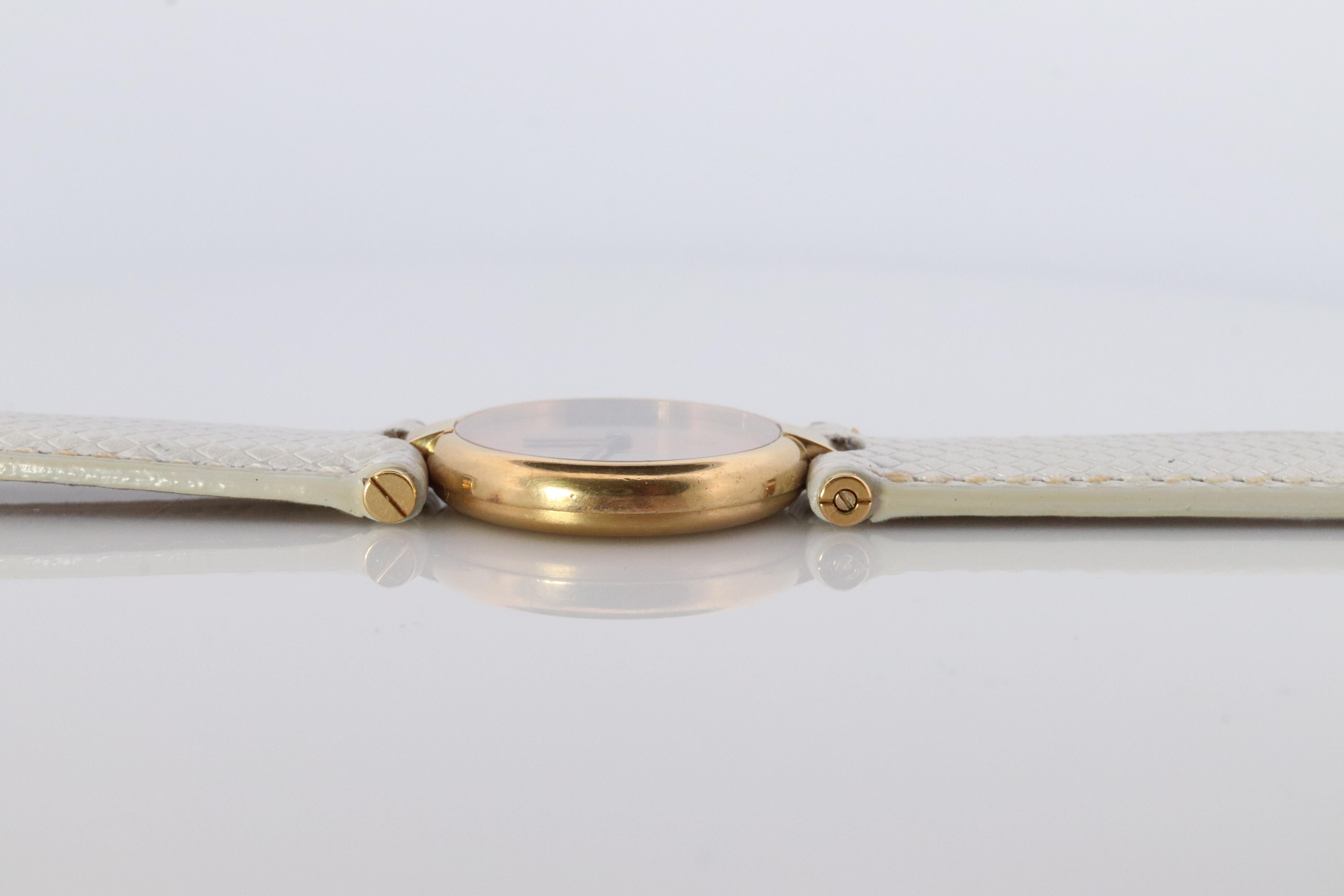 Cartier Watch Must de Cartier Vendome Round Argent Vermeil Trinity Tricolor Face For Sale 3