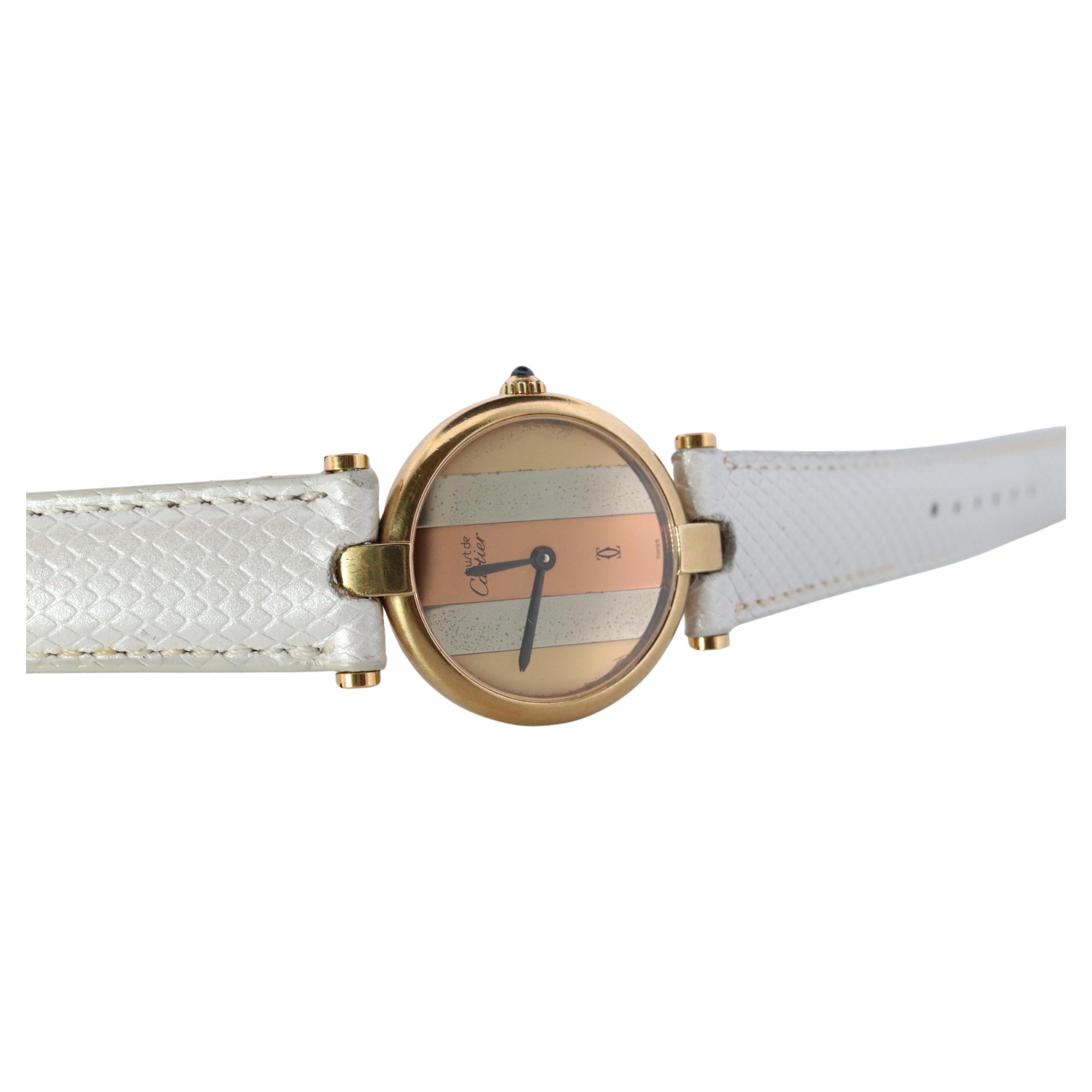 Cartier Watch Must de Cartier Vendome Round Argent Vermeil Trinity Tricolor Face