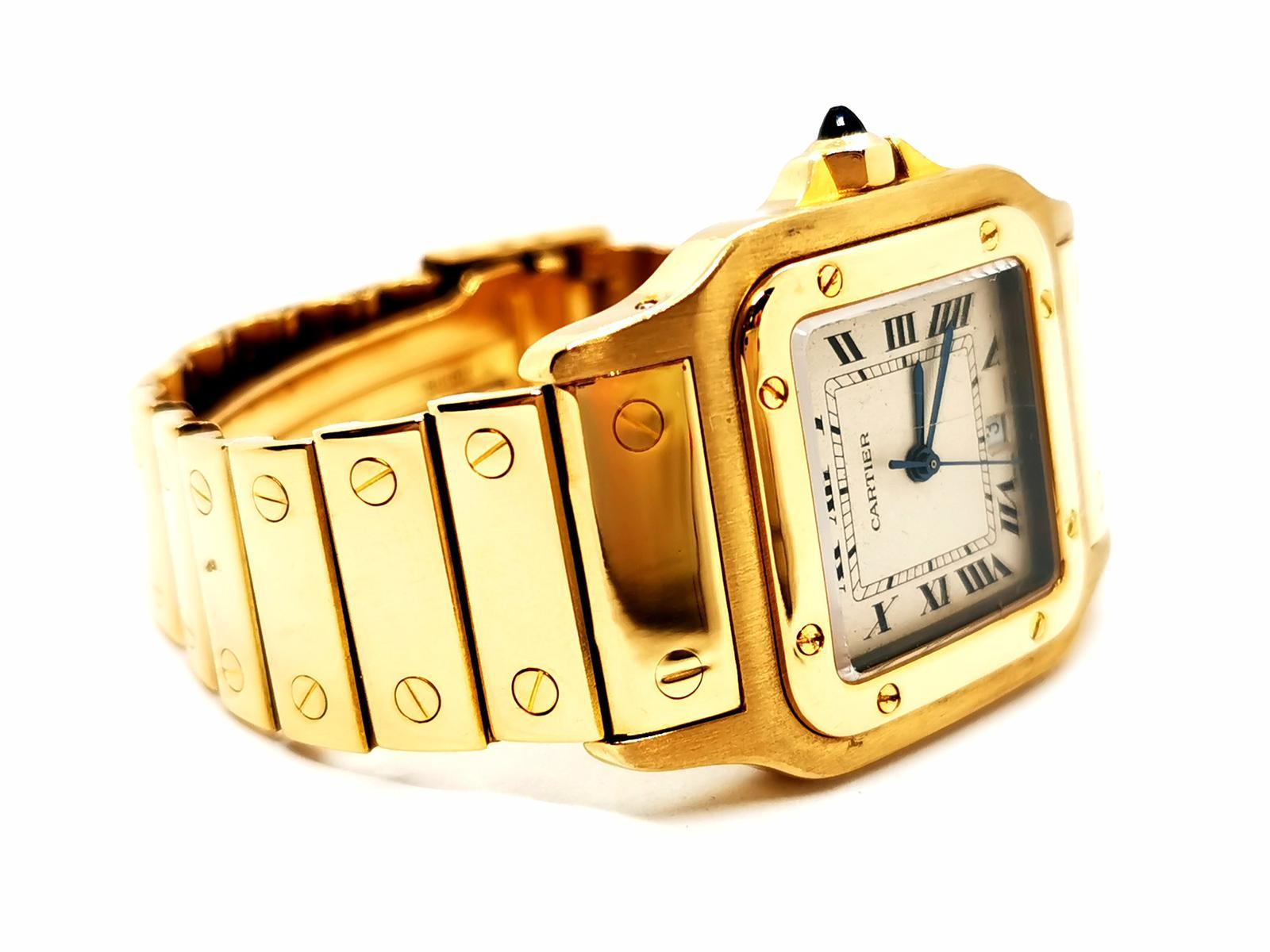 Cartier Watch Santos Yellow Gold In Good Condition In PARIS, FR