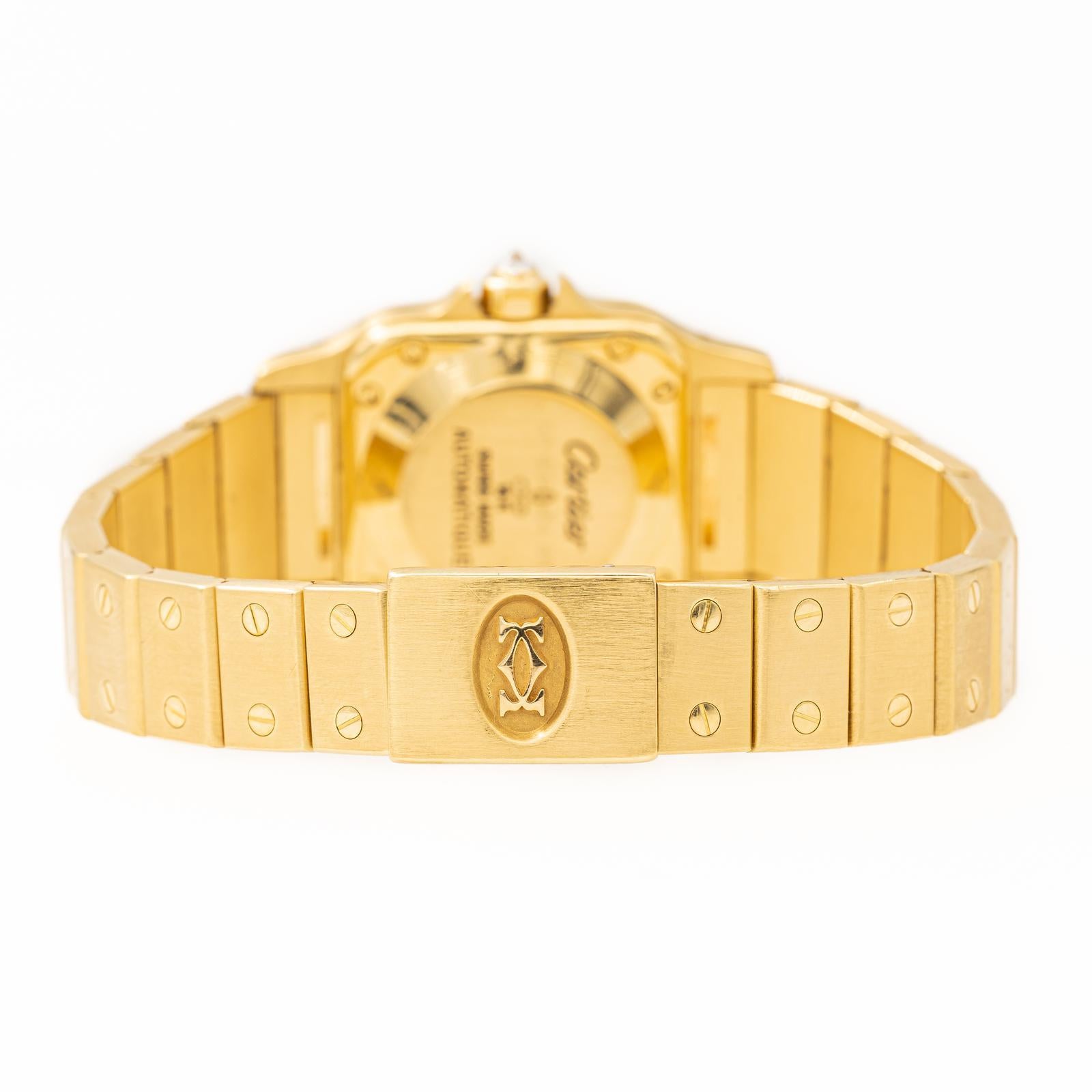 Brilliant Cut Cartier Watch Santos Yellow Gold Diamond