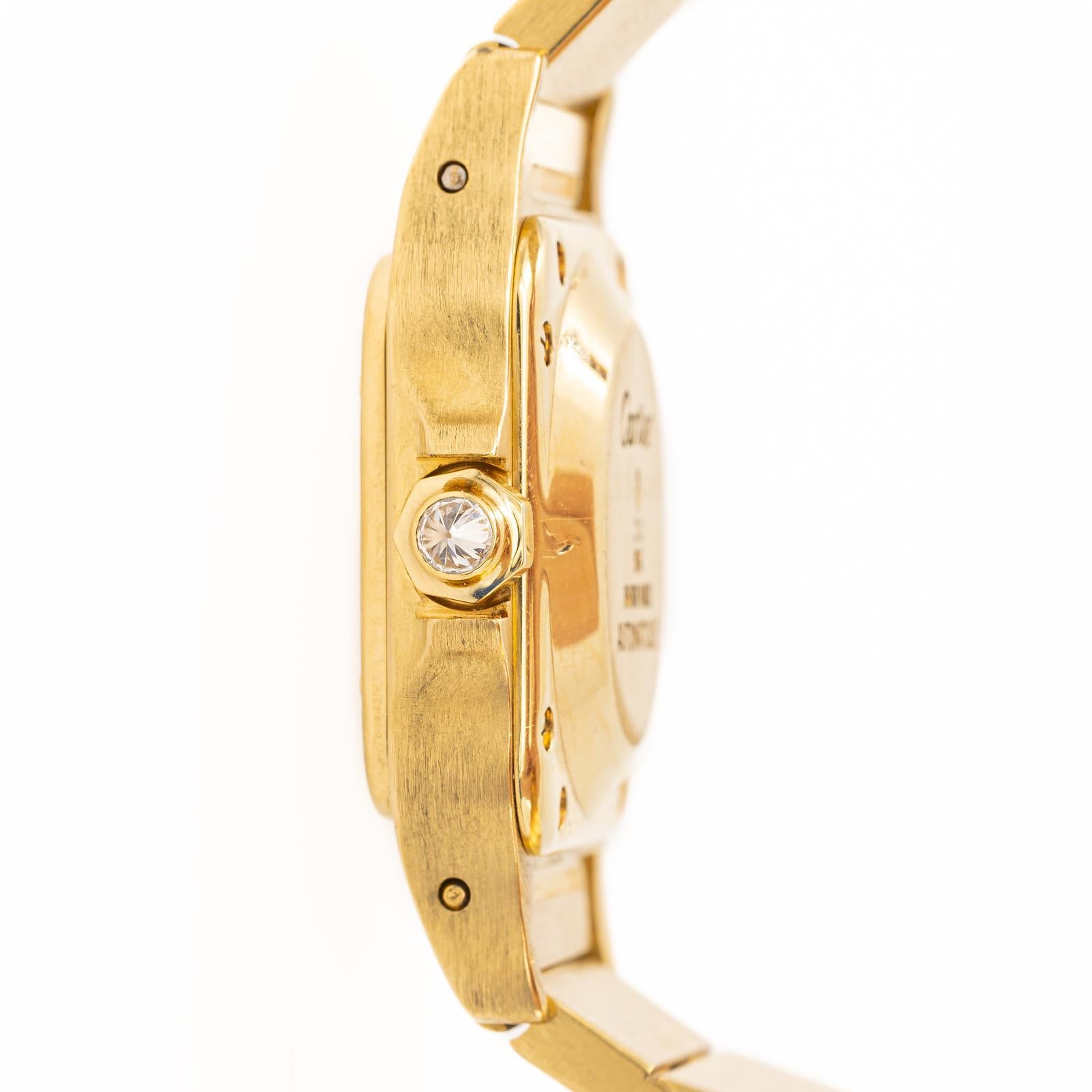 Cartier Watch Santos Yellow Gold Diamond In Excellent Condition In PARIS, FR
