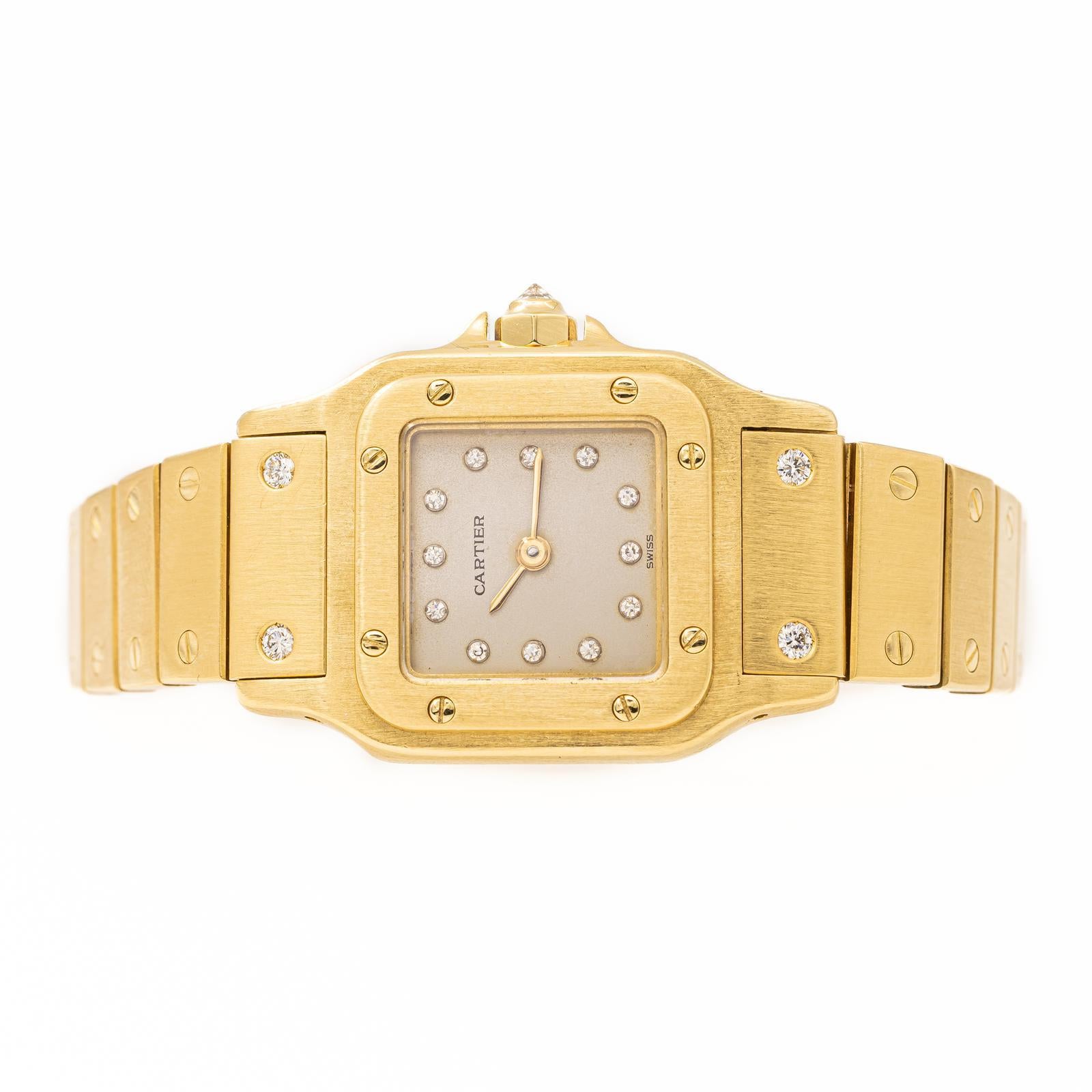 Women's Cartier Watch Santos Yellow Gold Diamond