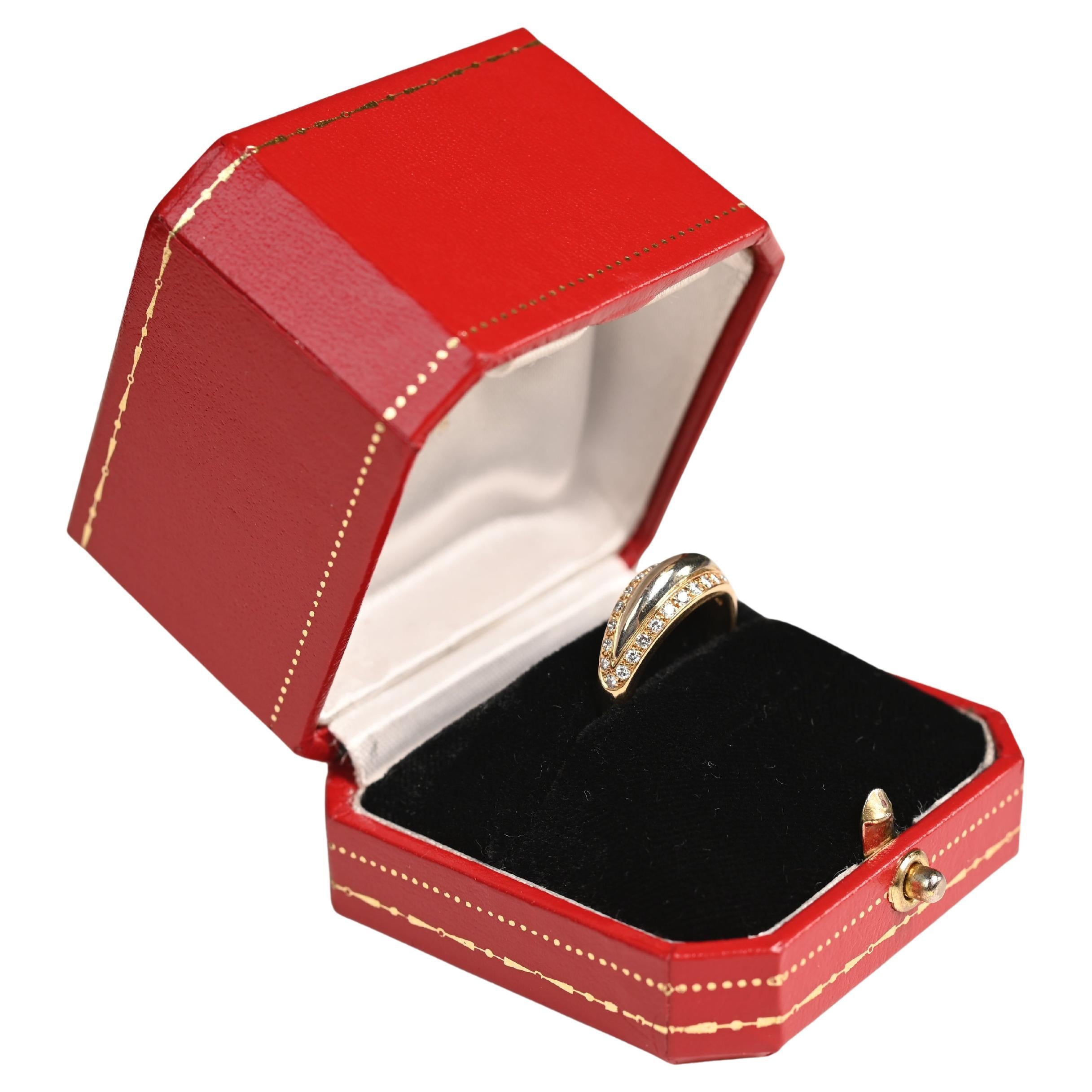 Cartier 18K Gold Wedding Band. Round Diamond Half Eternity White Yellow Gold For Sale