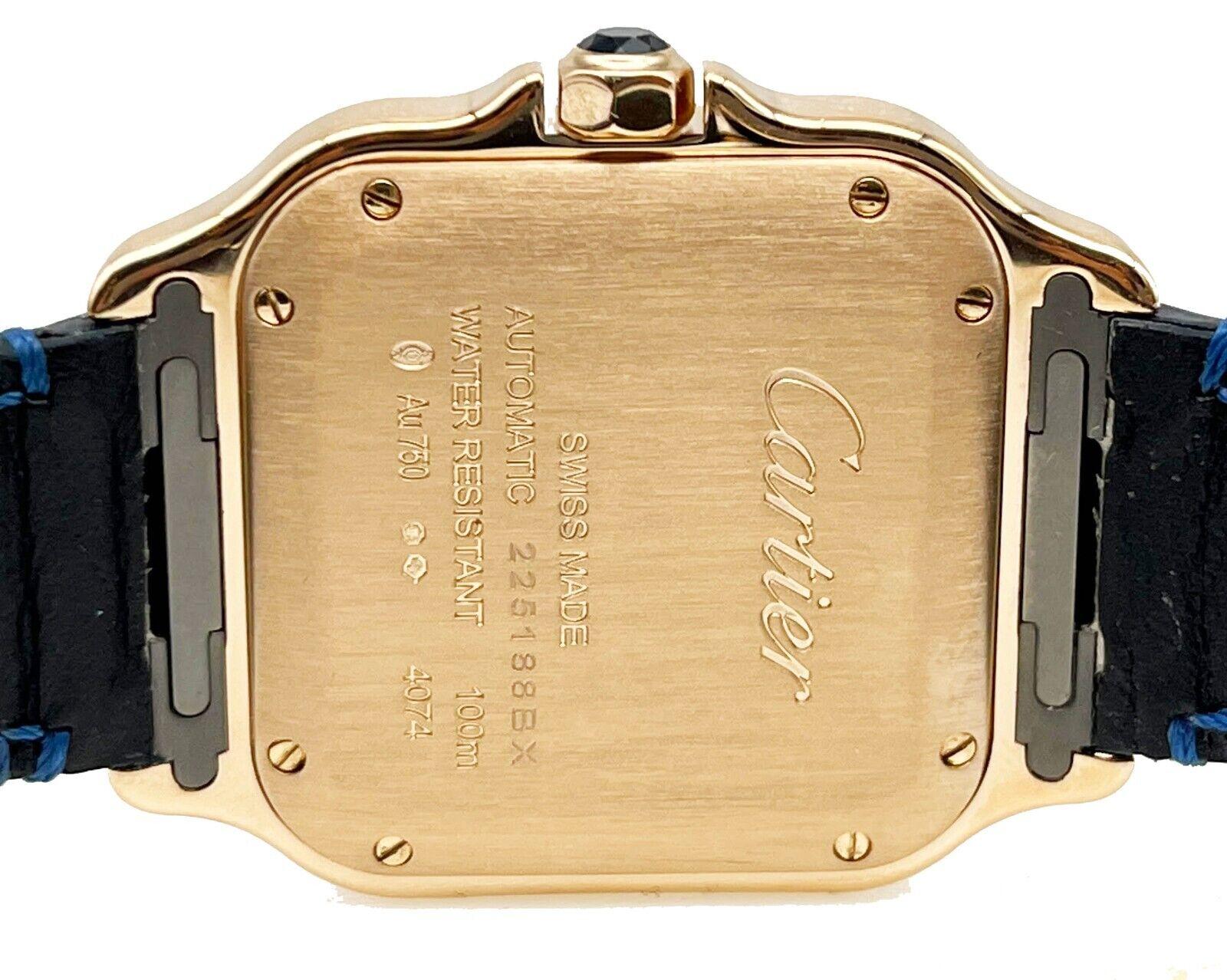Cartier WGSA0012 Ref 4074 Santos Medium 18k Rose Gold Leather Strap In Excellent Condition In San Diego, CA