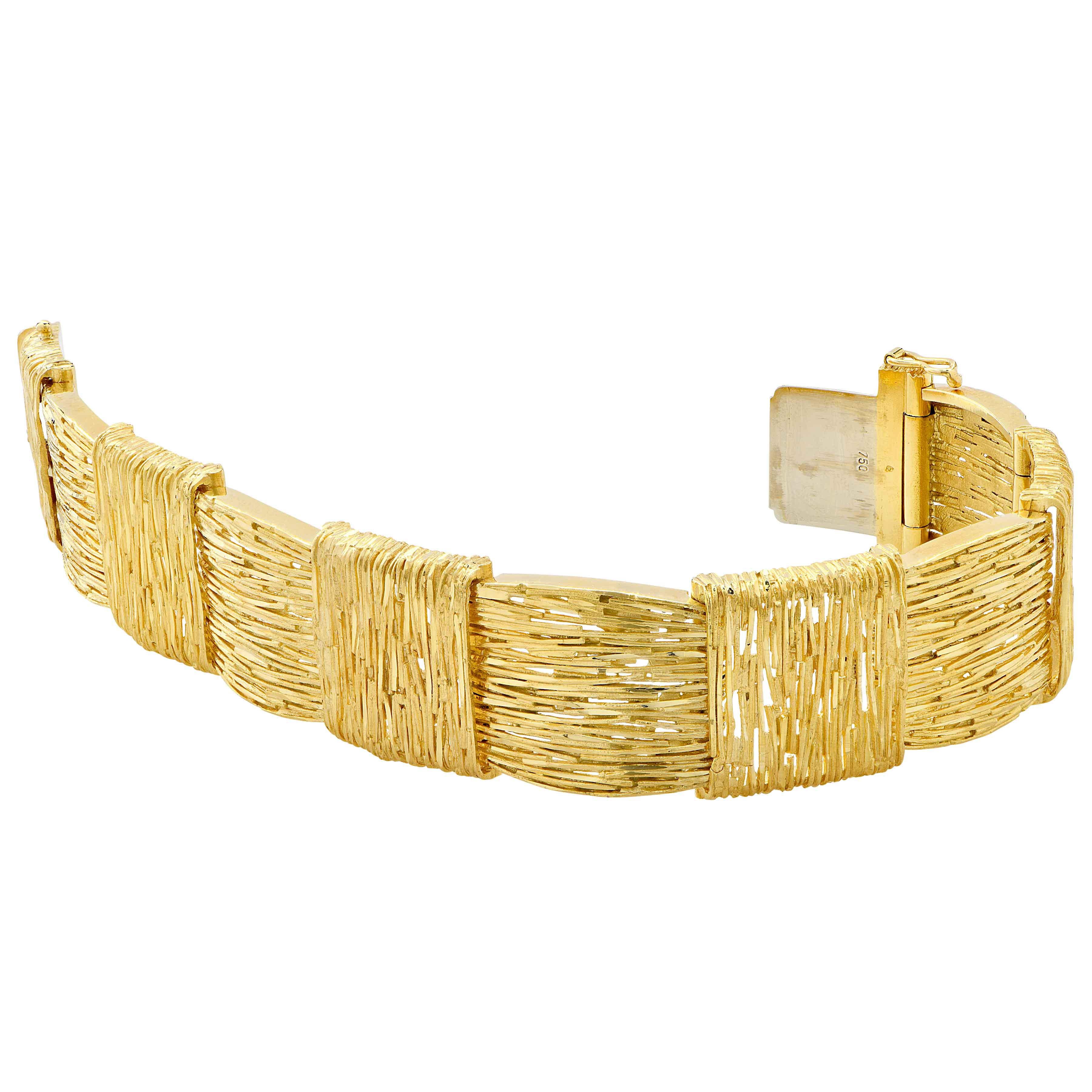 Cartier Wheat Motif 18 Karat Yellow Gold Bracelet In Excellent Condition In Bay Harbor Islands, FL