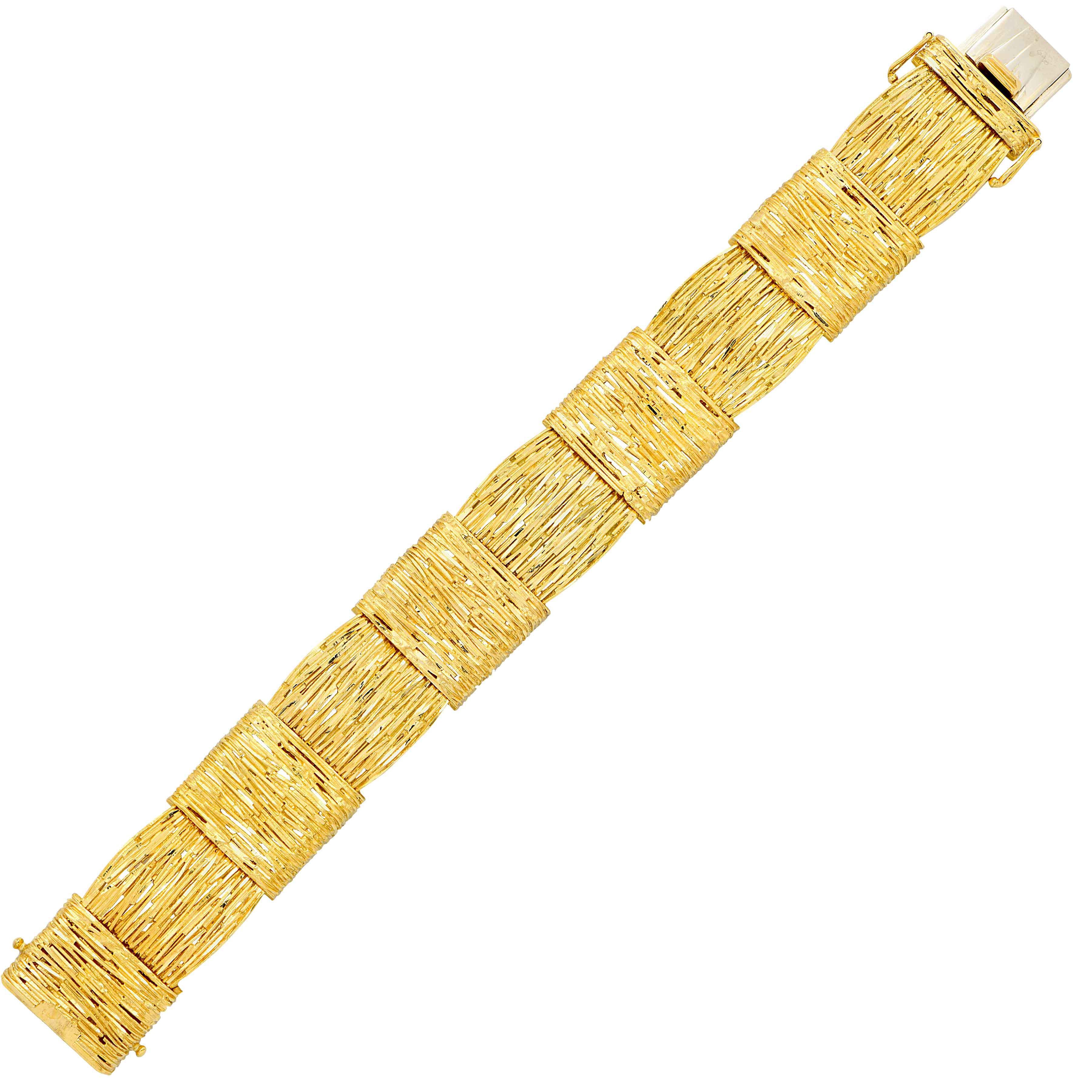 Women's Cartier Wheat Motif 18 Karat Yellow Gold Bracelet