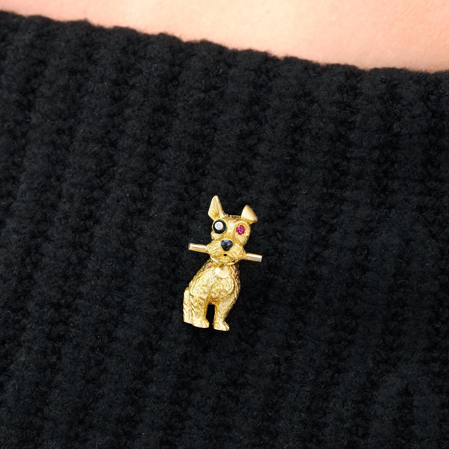 Cartier Whimsical Dog Brooch In Excellent Condition For Sale In Litchfield, CT