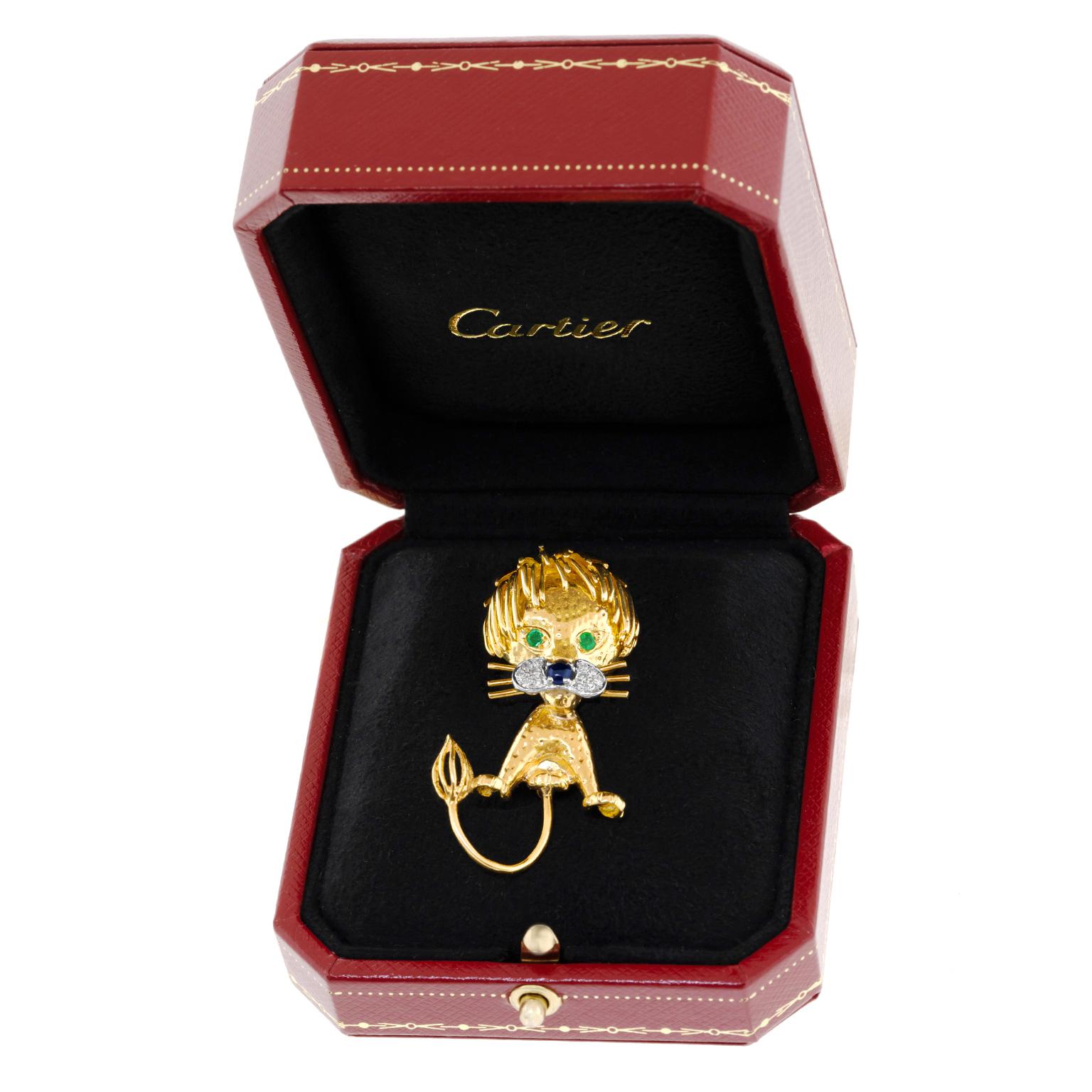 Round Cut Cartier Whimsical Sixties Lion Brooch